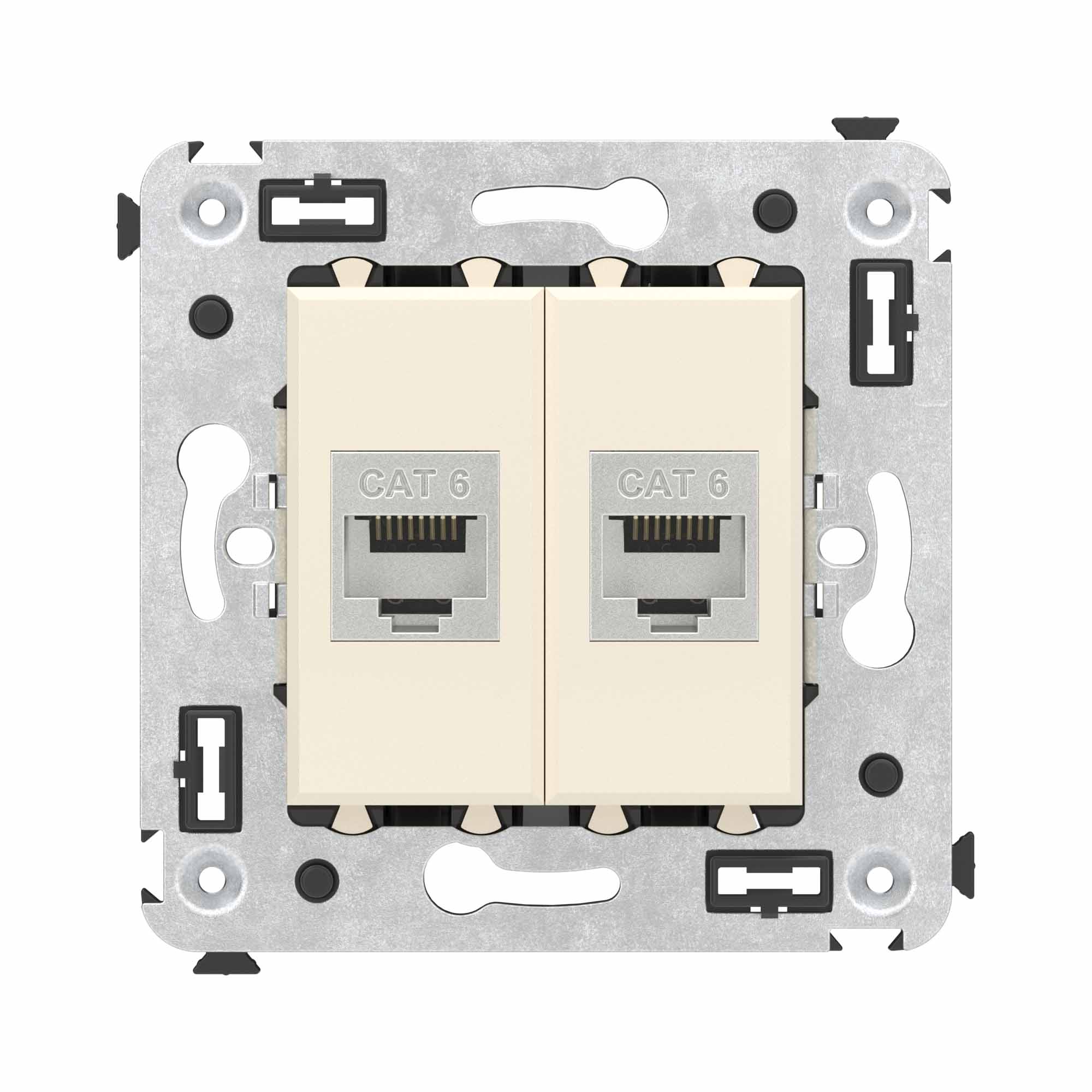 Компьютерная розетка RJ-45 без шторки в стену, кат.6 двойная экранированная, "Avanti", "Ванильная дымка" Компьютерные и телефонные розетки Компьютерная розетка RJ-45 без шторки в стену, кат.6 двойная экранированная, "Avanti", "Ванильная дымка" DKC|ДКС