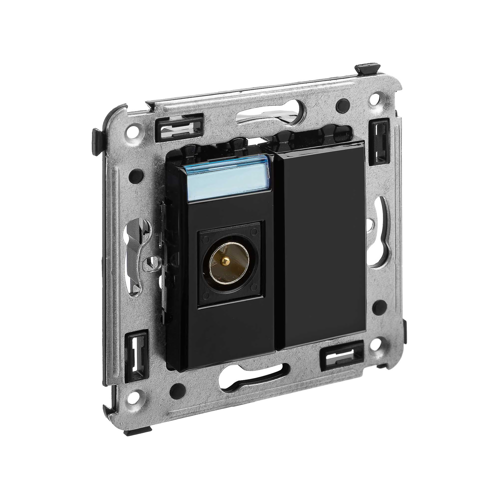 Розетка TV одиночная в стену, Avanti, черный квадрат