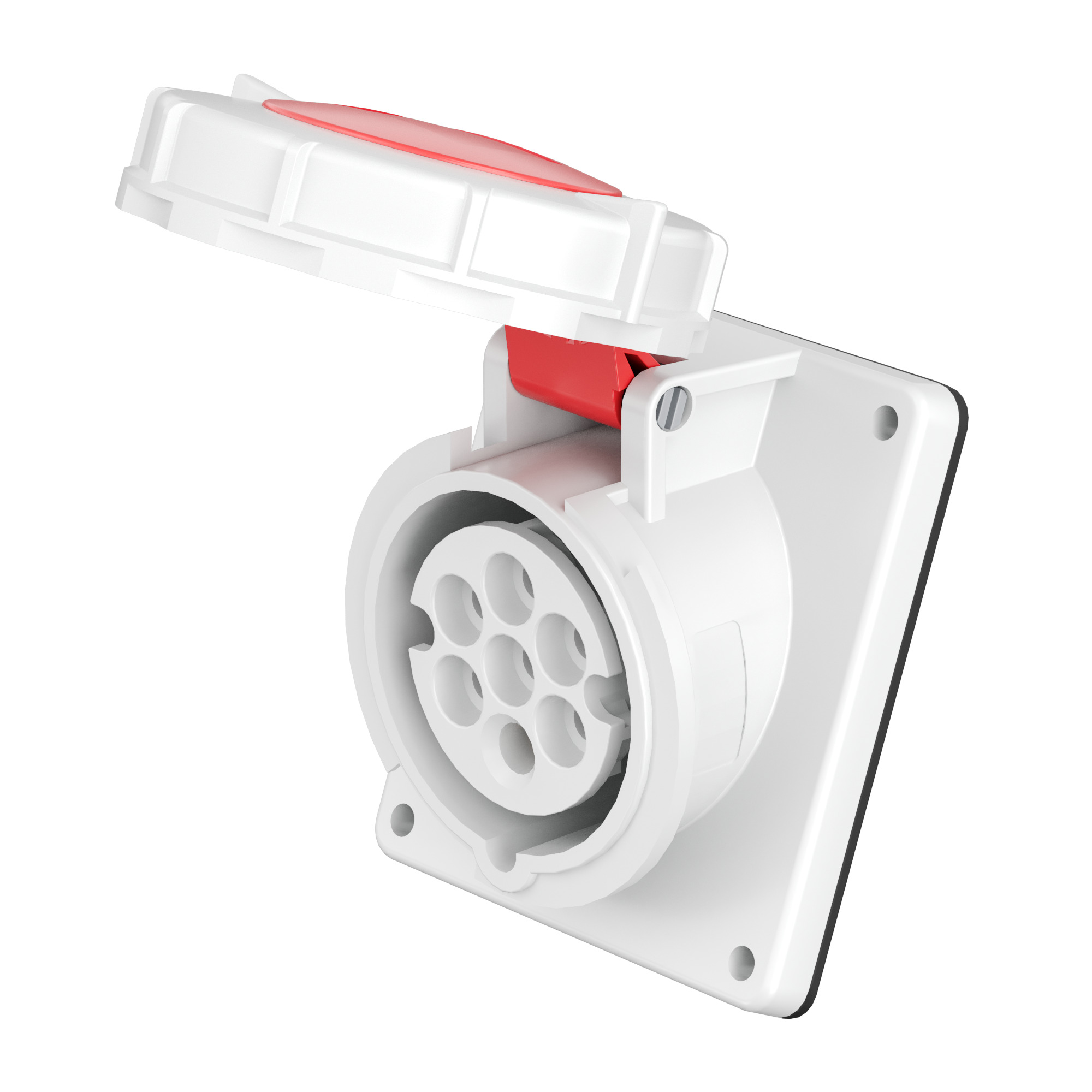 400 В, 6P+E Розетка панельная с наклоном PAS IP67 16A 6P+E 400В DKC|ДКС