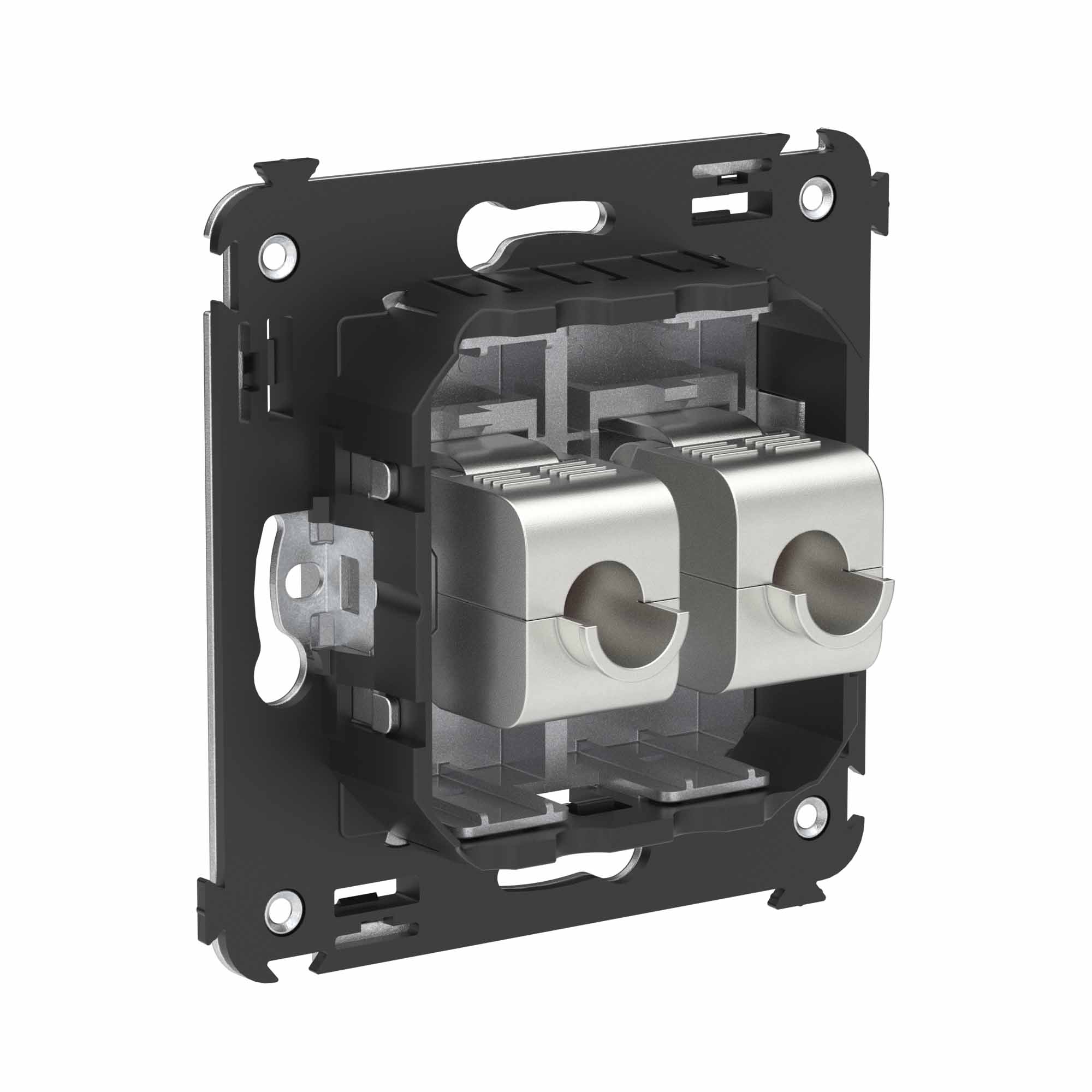 Компьютерная розетка RJ-45 без шторки в стену, кат.6 двойная экранированная, Avanti, закаленная сталь