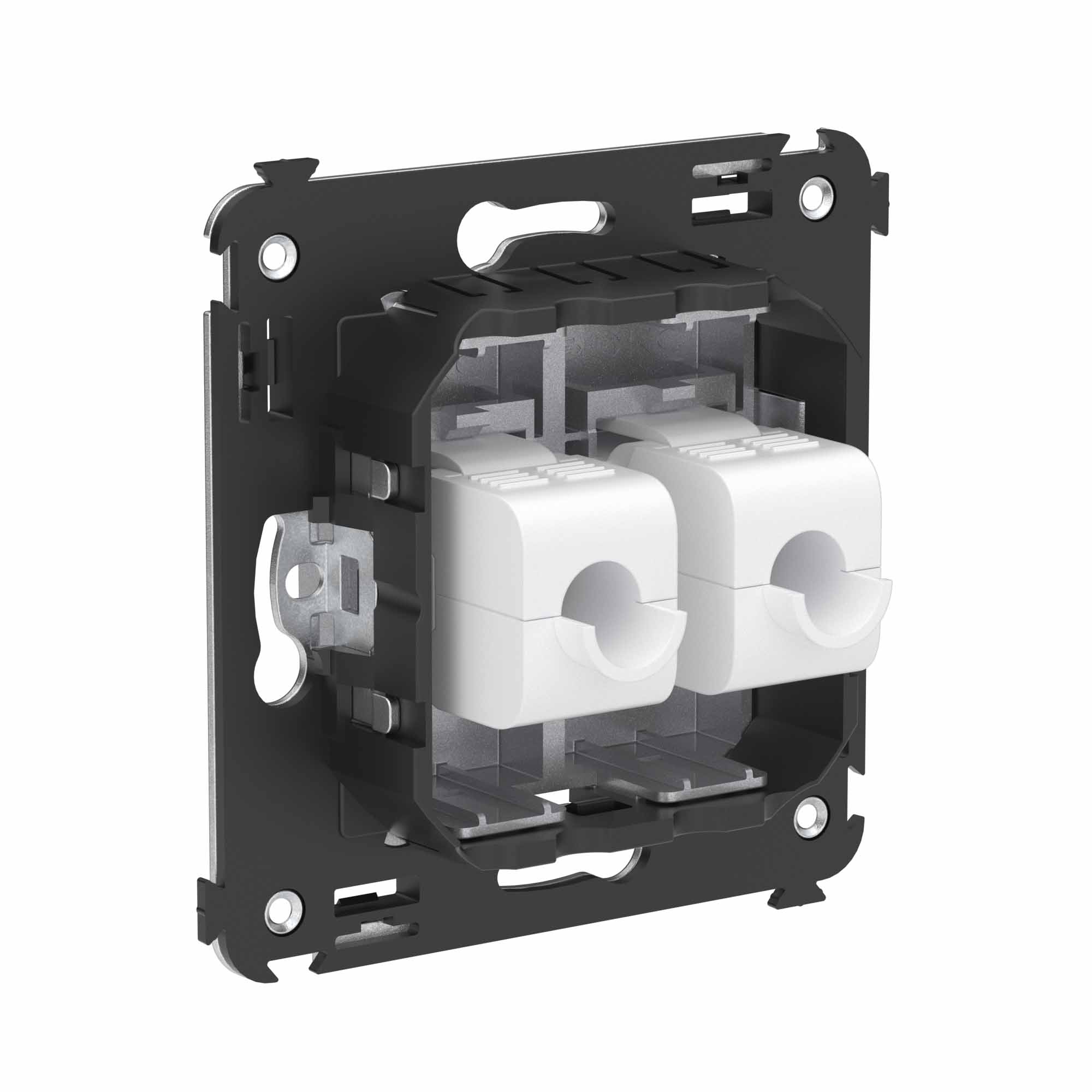 Компьютерная розетка RJ-45 без шторки в стену, кат.6А двойная, Avanti, закаленная сталь