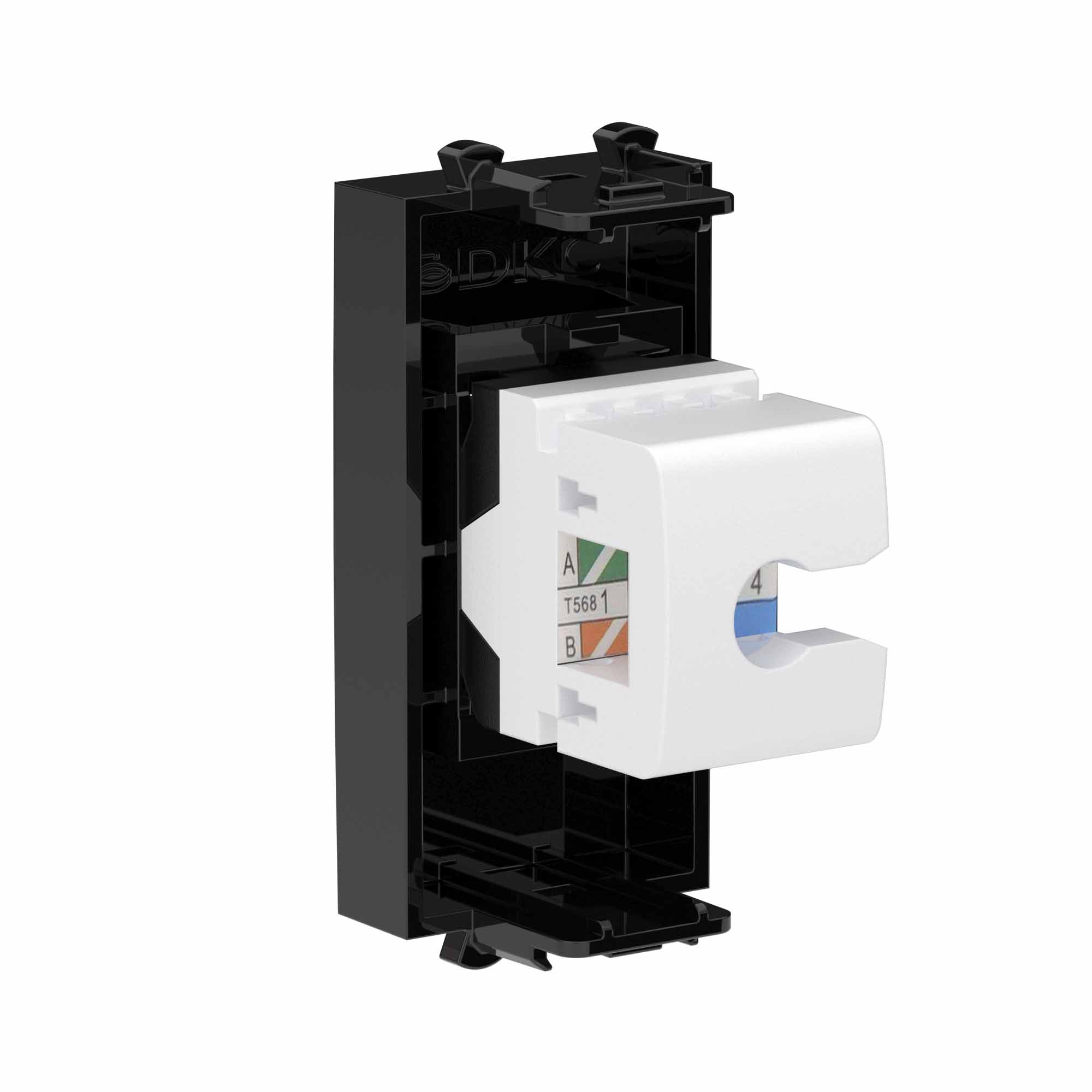 Компьютерная розетка RJ-45 без шторки модульная, кат.6А, Avanti, черный квадрат, 1 модуль