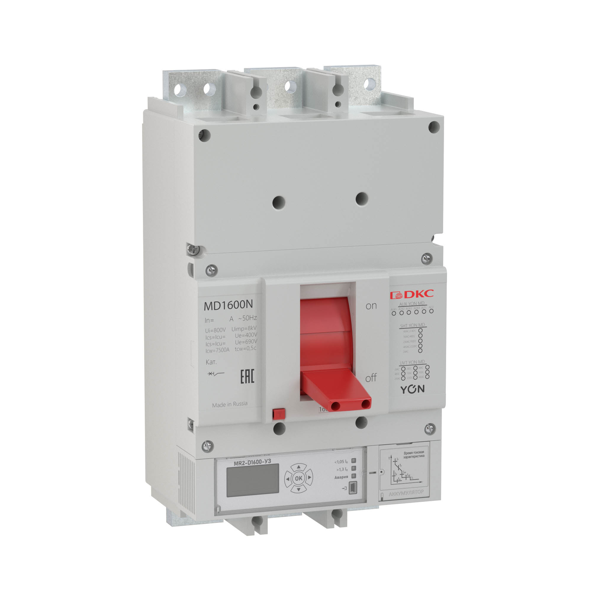 Авт. выкл. YON MD1000N-MR2 3P 1000А 50kA Ir 0.4…1xIn Isd 1.5…10xIn DKC