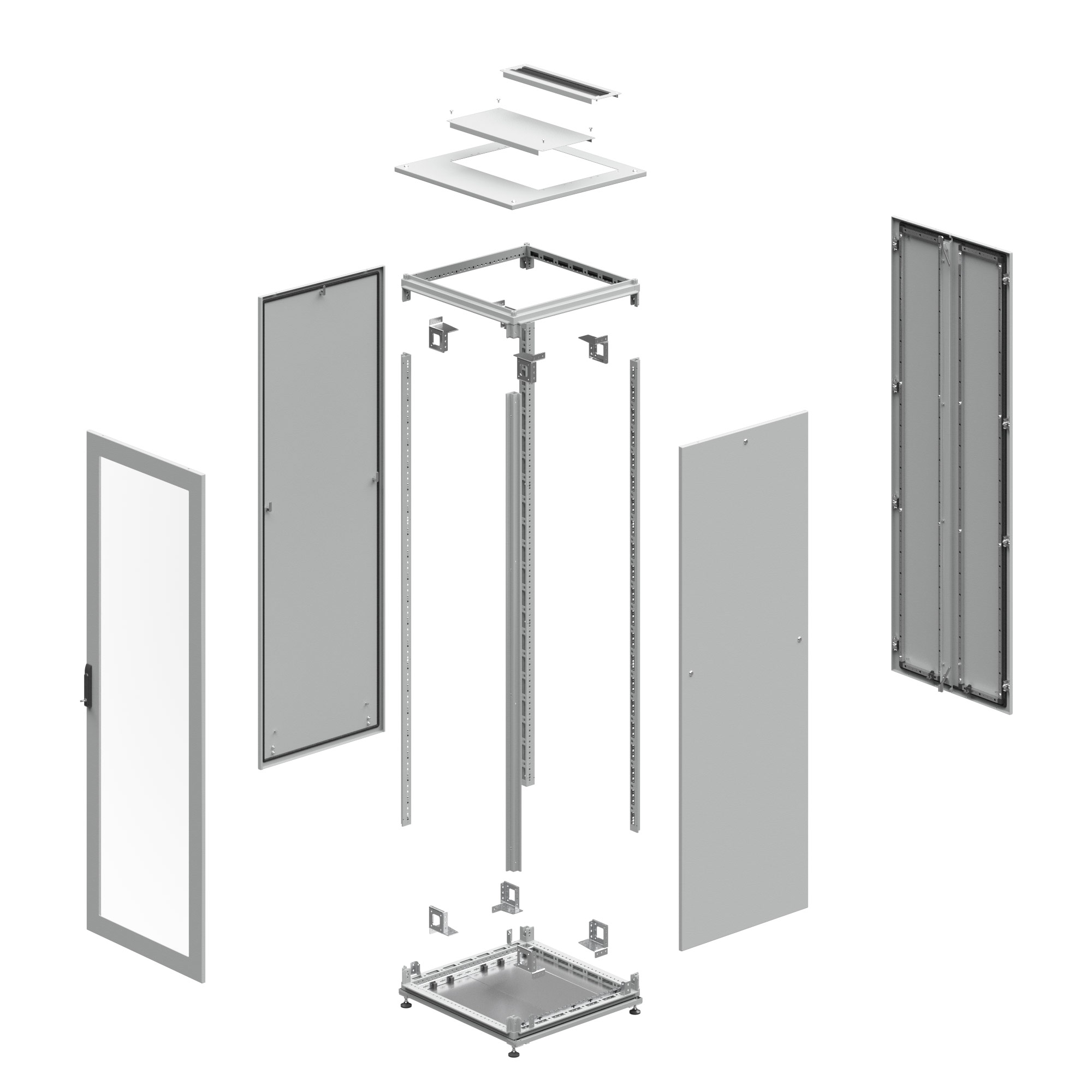 Шкаф разобранный напольный 19'' IT-CQE 47U 800х2200х800, двери перф/перф, RAL7011/7035
