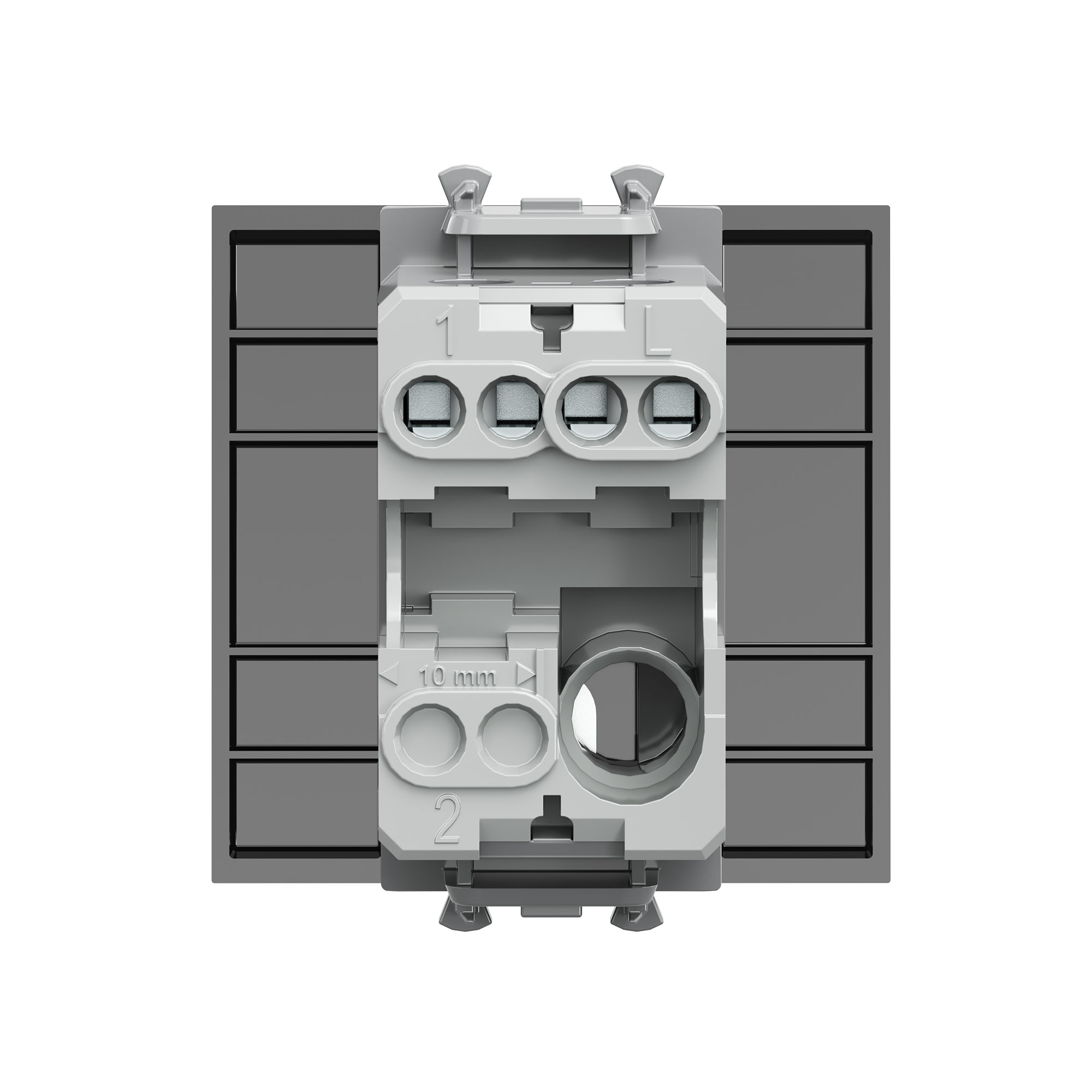 Выключатель одноклавишный модульный, Avanti, черный квадрат, 2 модуля