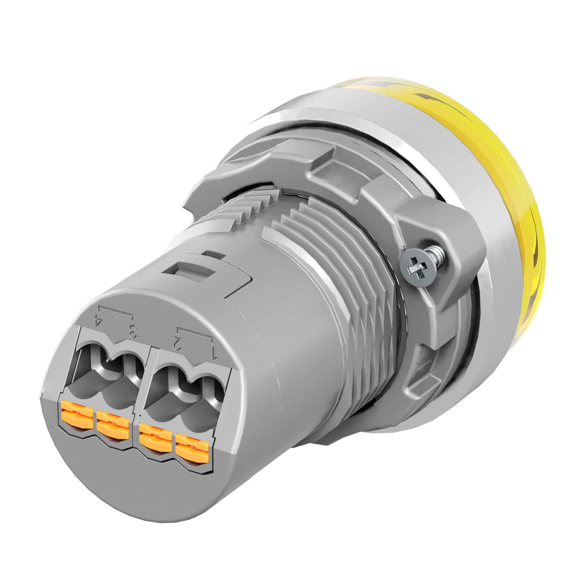 Сигнальная лампа со встроенным диодом 9-24В, желтая, алюминиевое кольцо, зажим Push-In