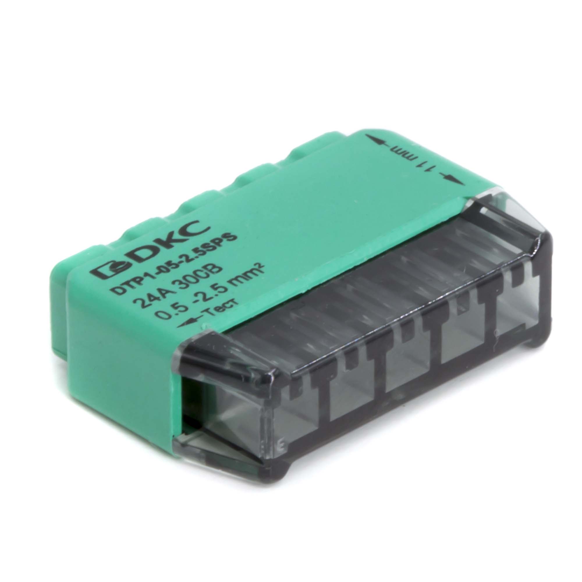 Клеммные колодки безвинтовые Клеммная колодка на 5 проводника до 2,5 кв. мм. на токи до 24А DKC|ДКС