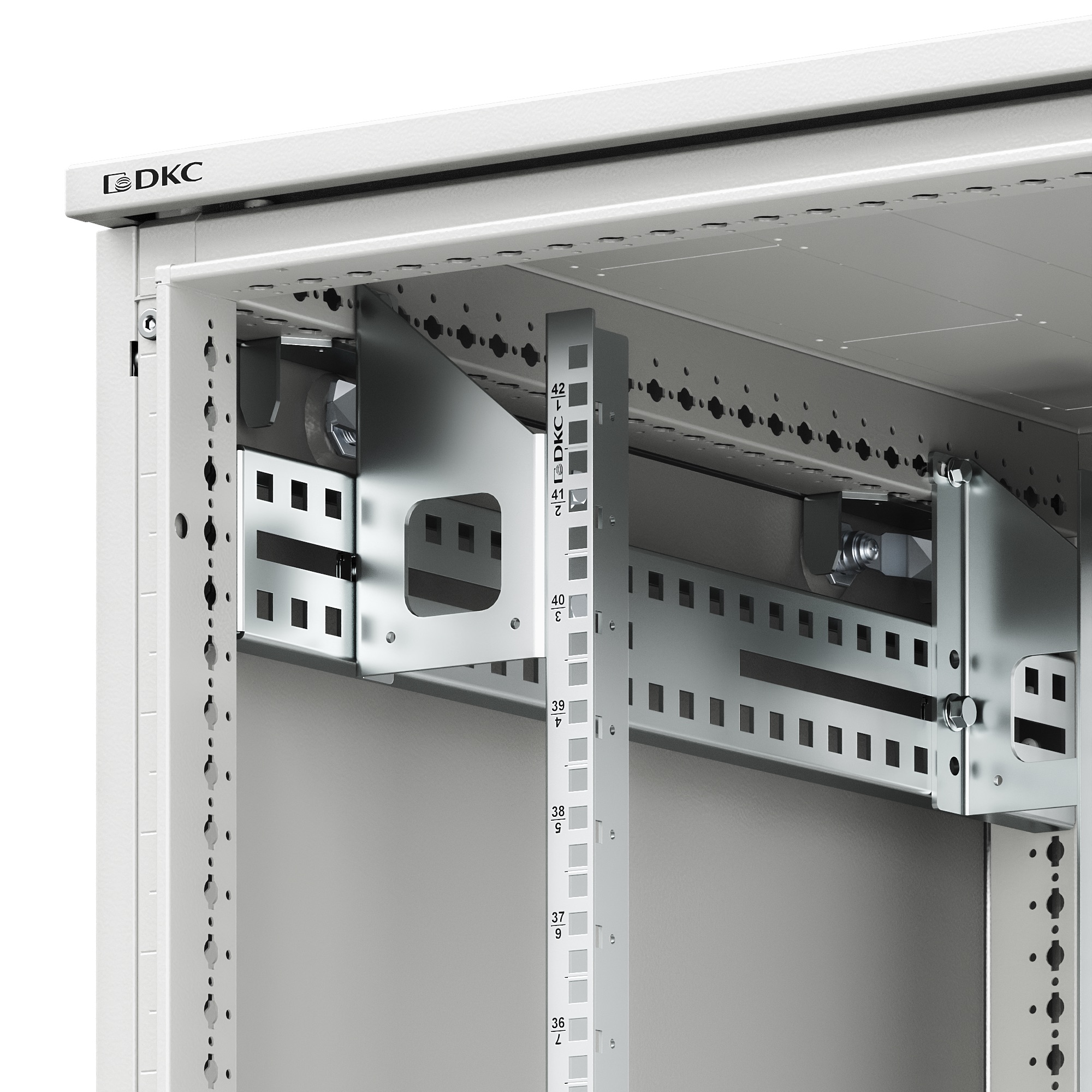 ИТ шкаф напольный 19'' 42U 800x800мм, крыша с вырубкой, дверь стекло и двойная сплошная металл, двойные боковые панели, серый RAL7035