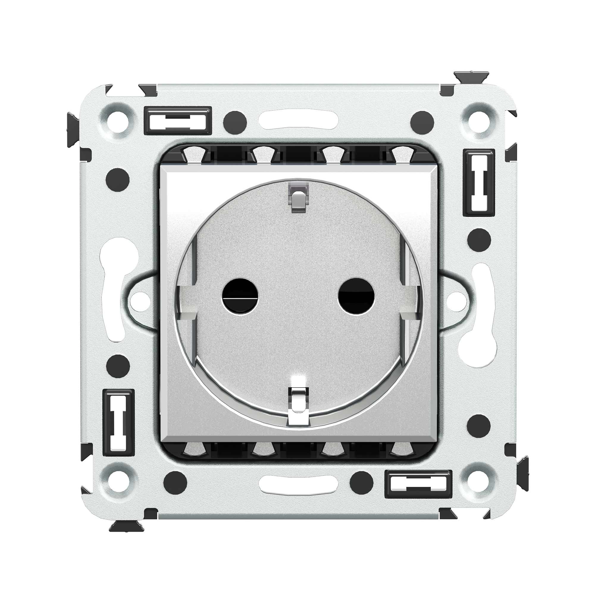 Силовые розетки Розетка в стену, 2P+E, с з/ш, Avanti, закаленная сталь DKC|ДКС