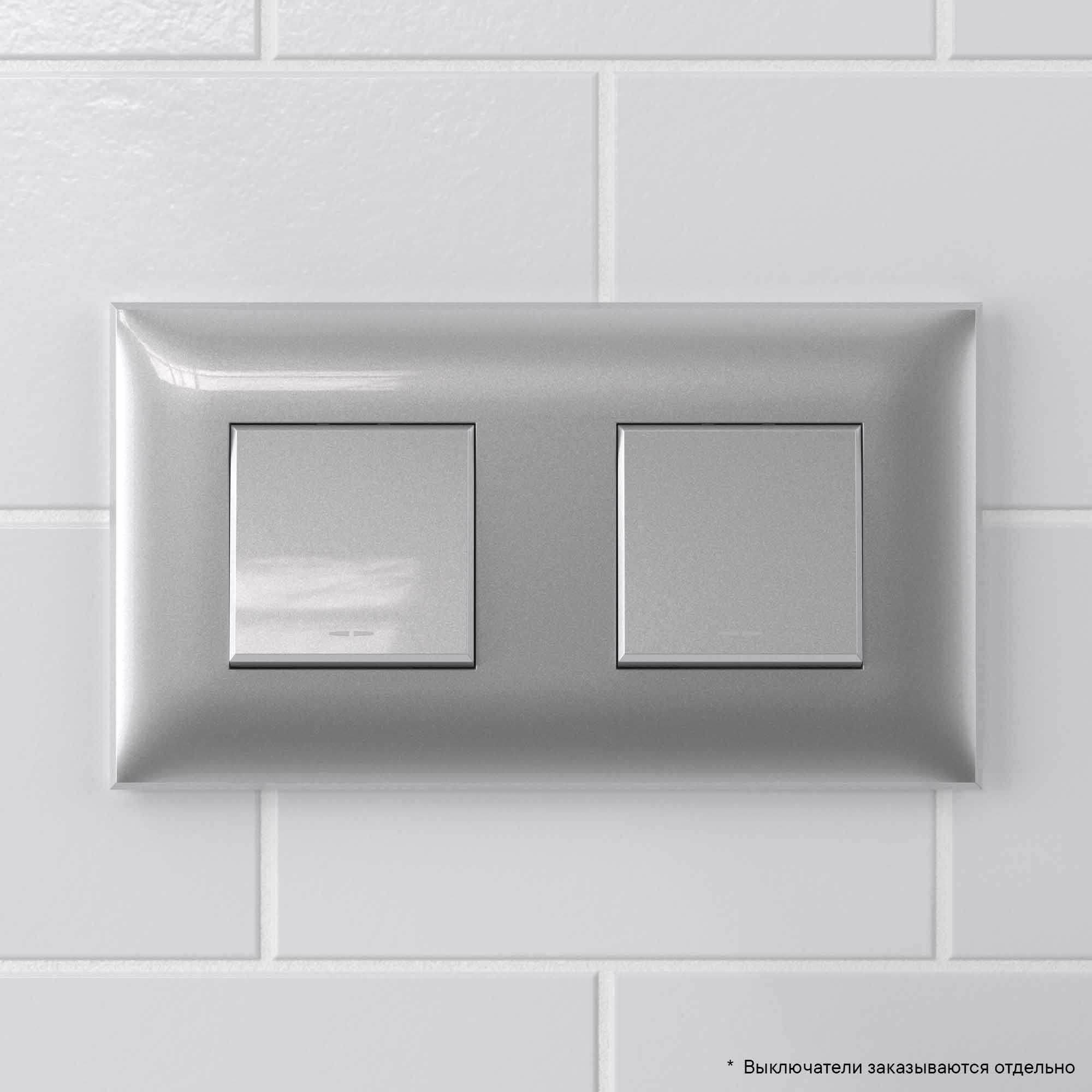 Рамка 2 поста (4 мод.), Avanti, закаленная сталь