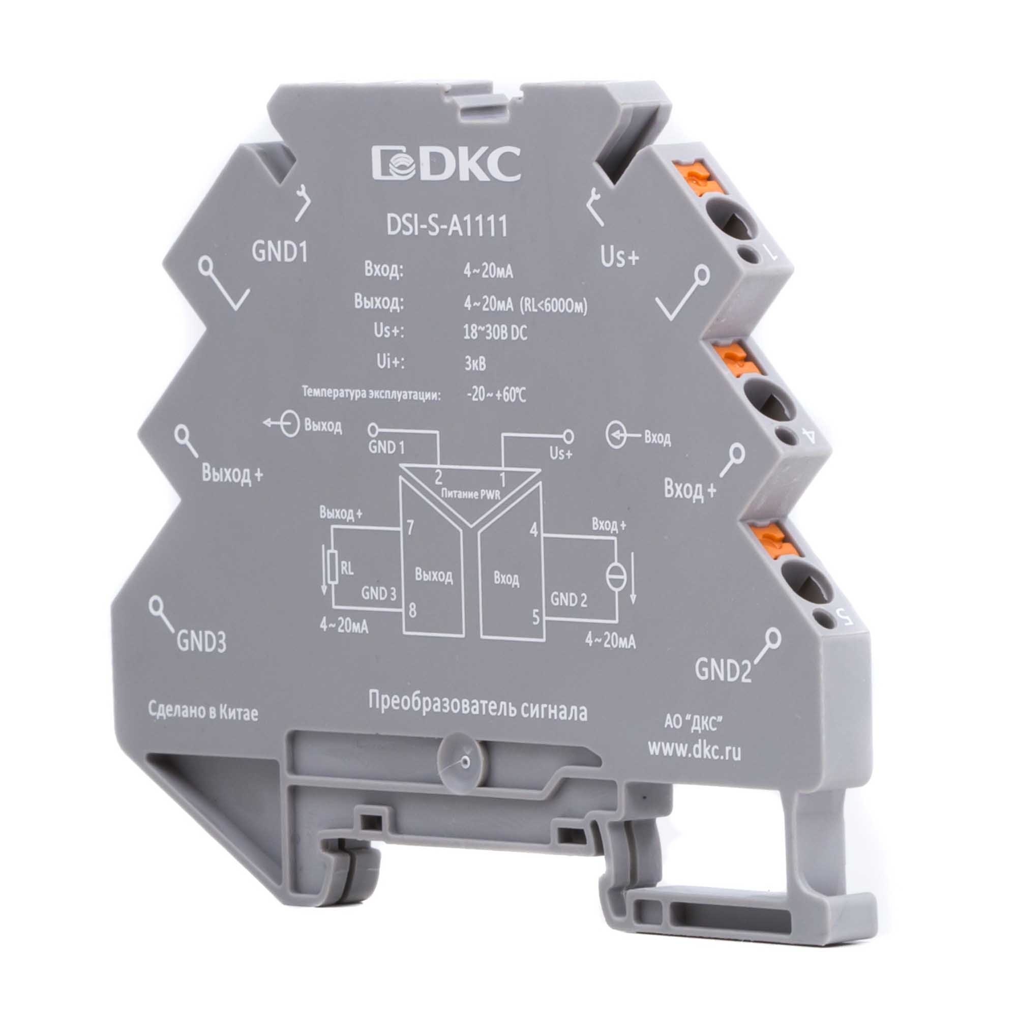 Преобразователь сигнала DSI-S, 6,2 мм 1 вход 4…20 мА, 1 выход 4…20 мА