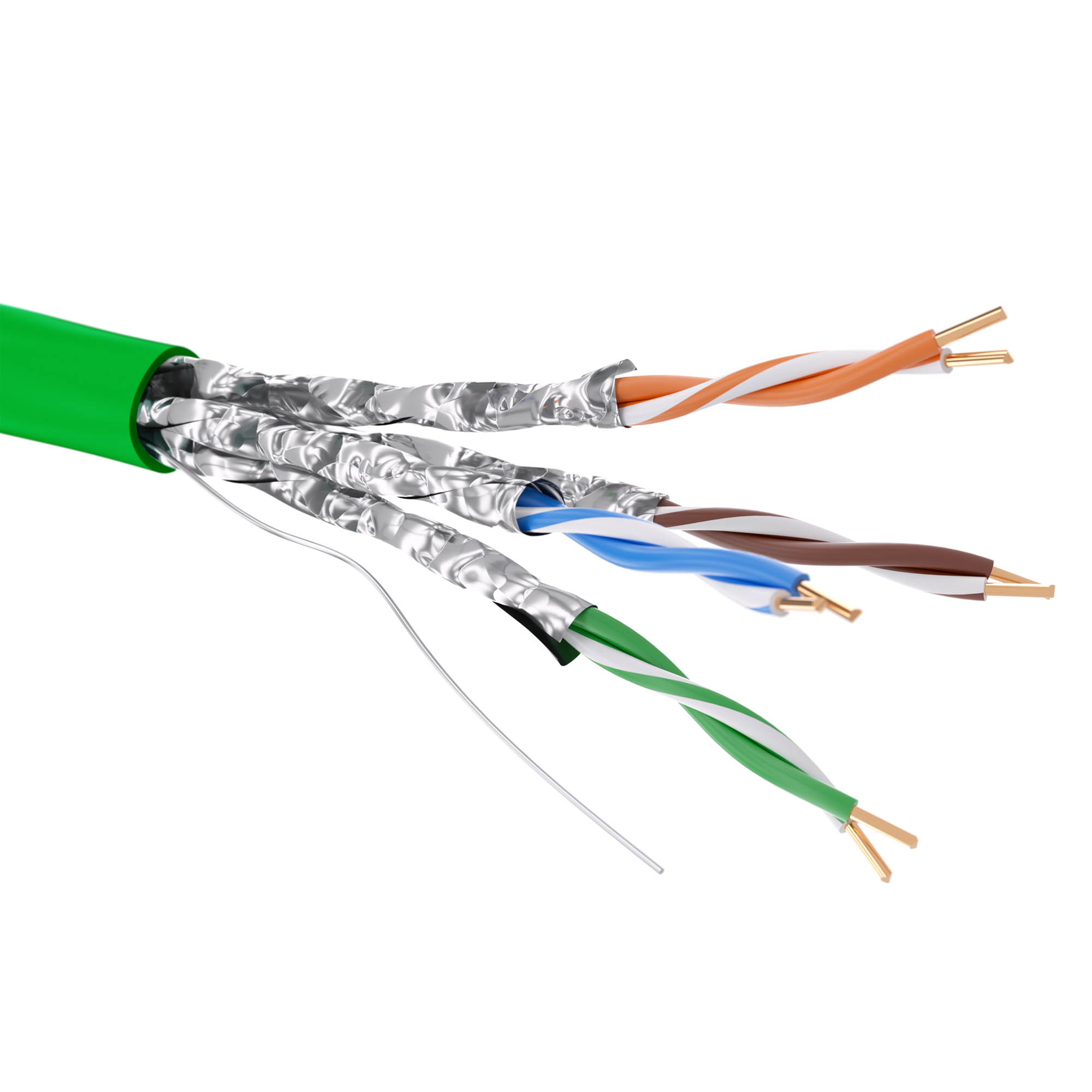 Кабели витая пара кат. 6А Кабель витая пара кат. 6А экранированный U/FTP, 4 пары, нг(А)-HF, цвет внешней оболочки зелёный, бухта 500 м DKC|ДКС