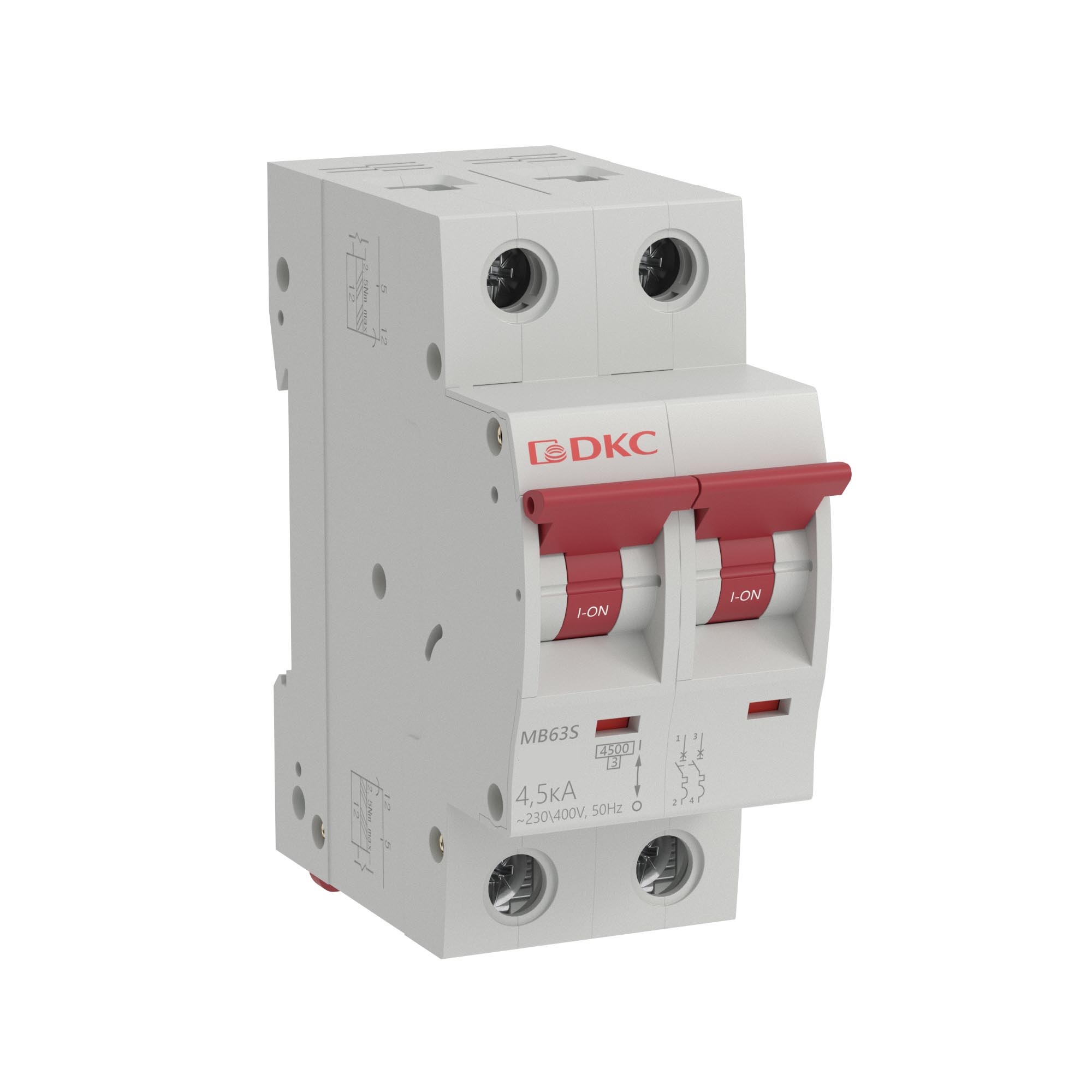 Модульный автоматический выключатель YON MB63, 2P, характеристика D, 25A, 4,5kA