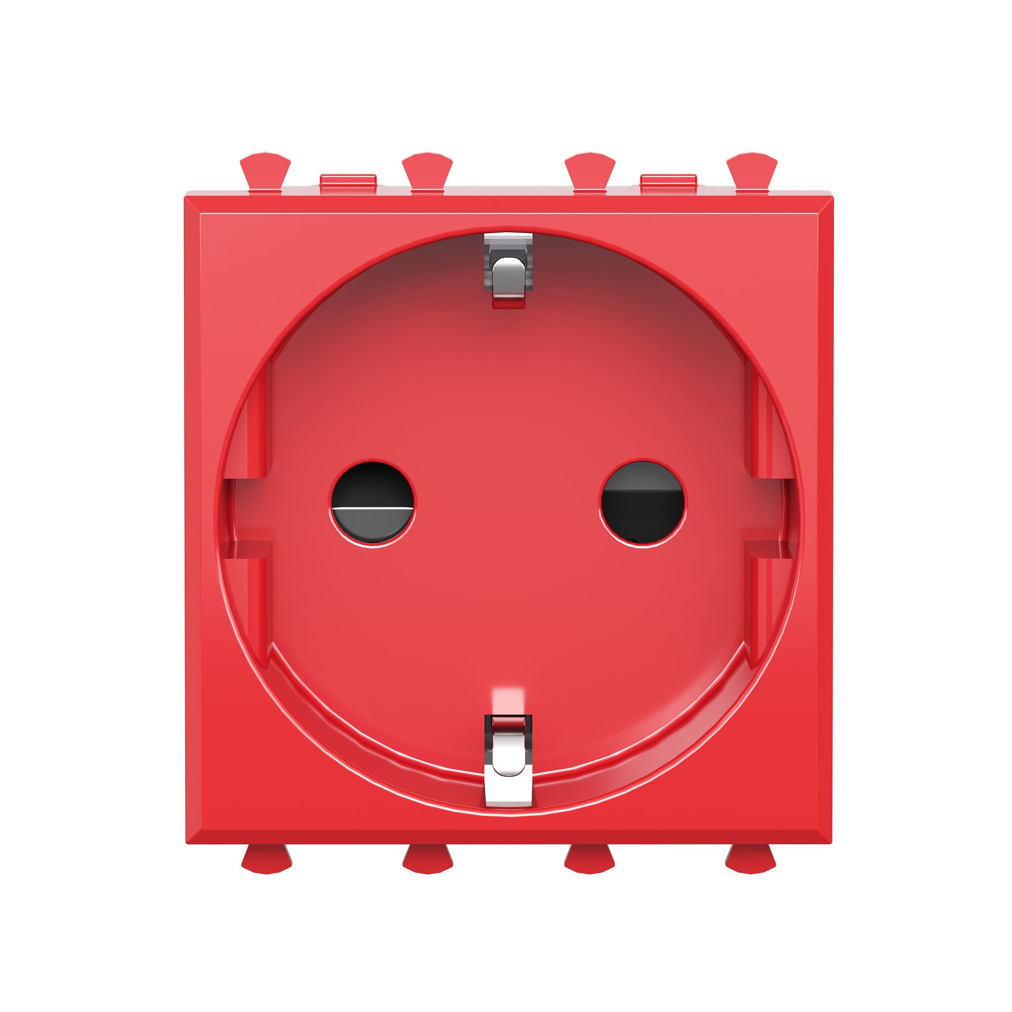 Силовые розетки Розетка модульная, 2P+E, с з/ш, Avanti, красный квадрат, 2 модуля DKC|ДКС
