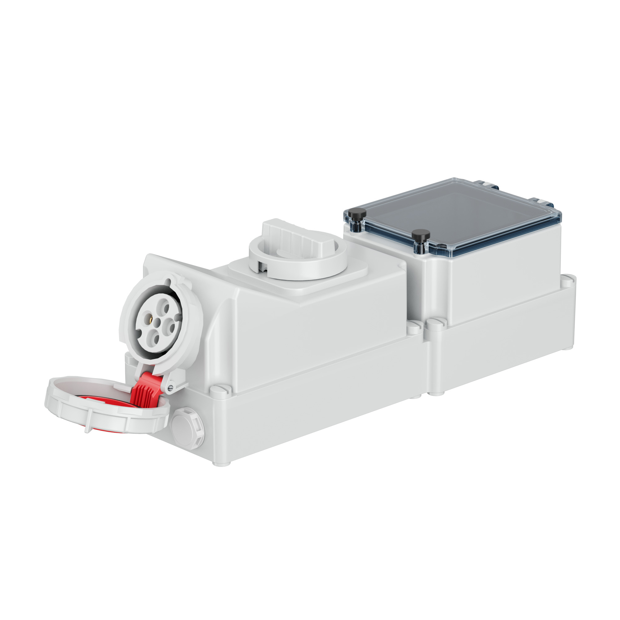 400 В, 3 ч Розетка настенная с механической блокировкой и DIN-рейкой на 6 модулей WSD IP67 32А 3P+E 400В 3h DKC|ДКС