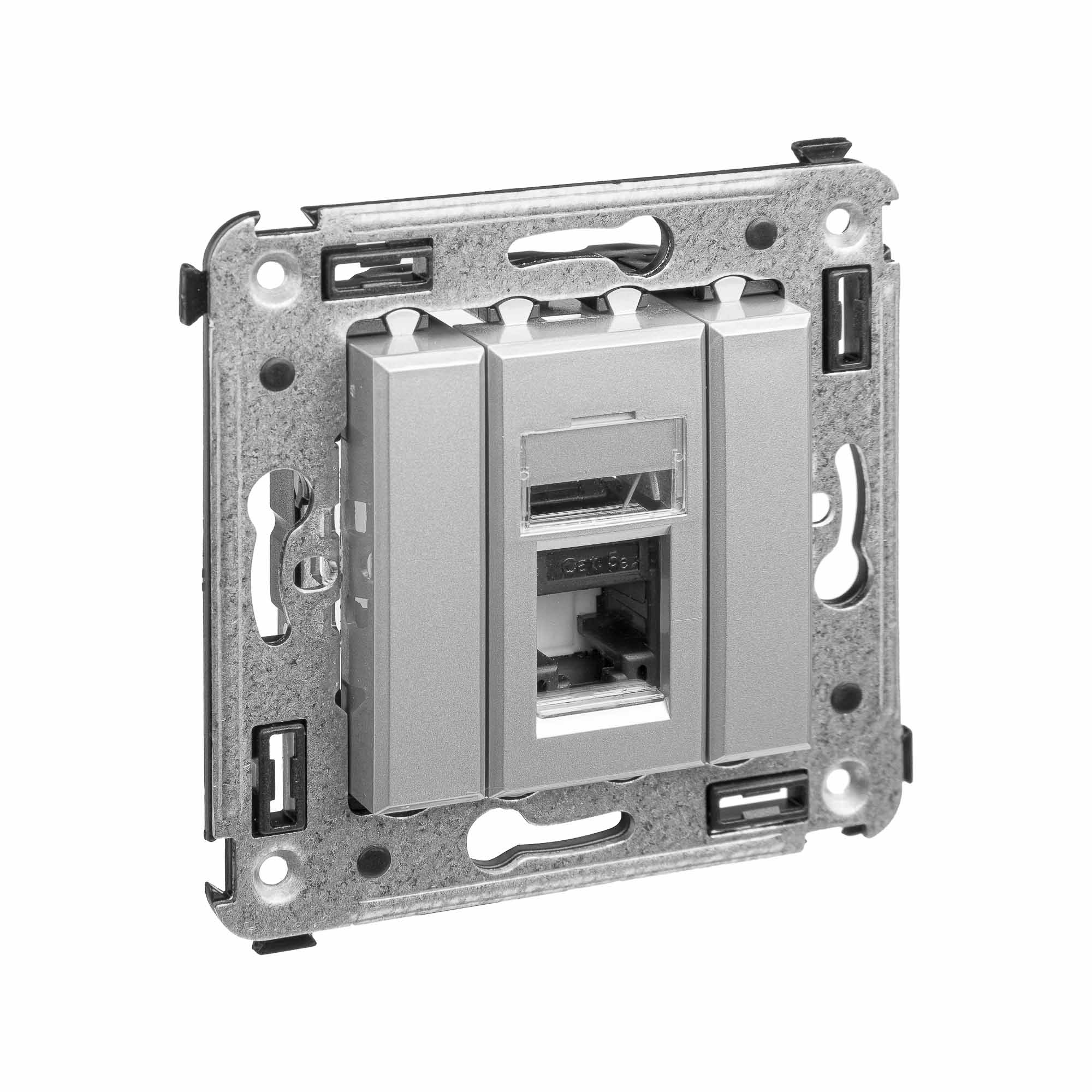 Компьютерная розетка RJ-45 в стену, кат.5e одинарная, Avanti, закаленная сталь