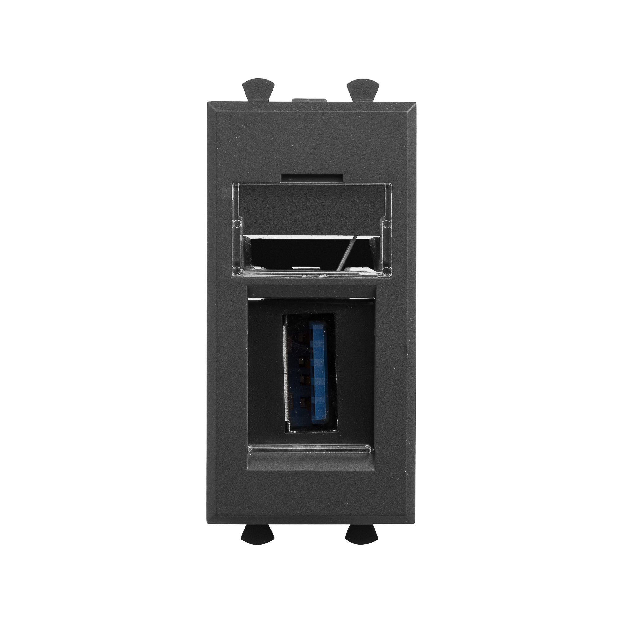 USB 3.0 розетка модульная, тип А-А, "Avanti", "Черный матовый", 1 ...