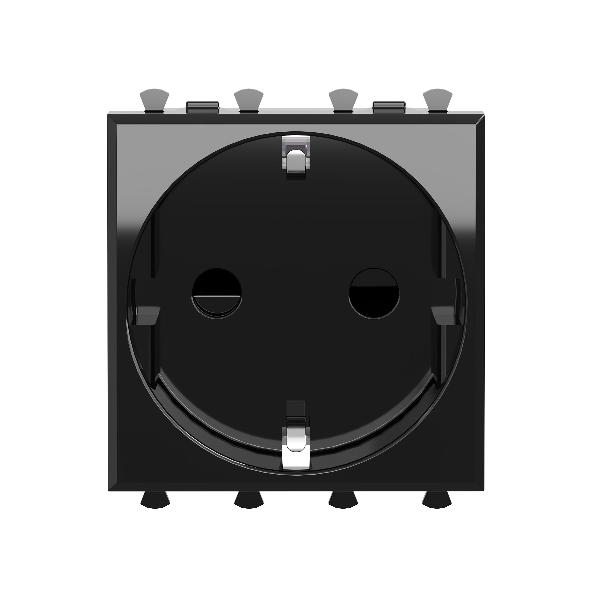 Силовые розетки Розетка модульная, 2P+E, с з/ш, Avanti, черный квадрат, 2 модуля DKC|ДКС