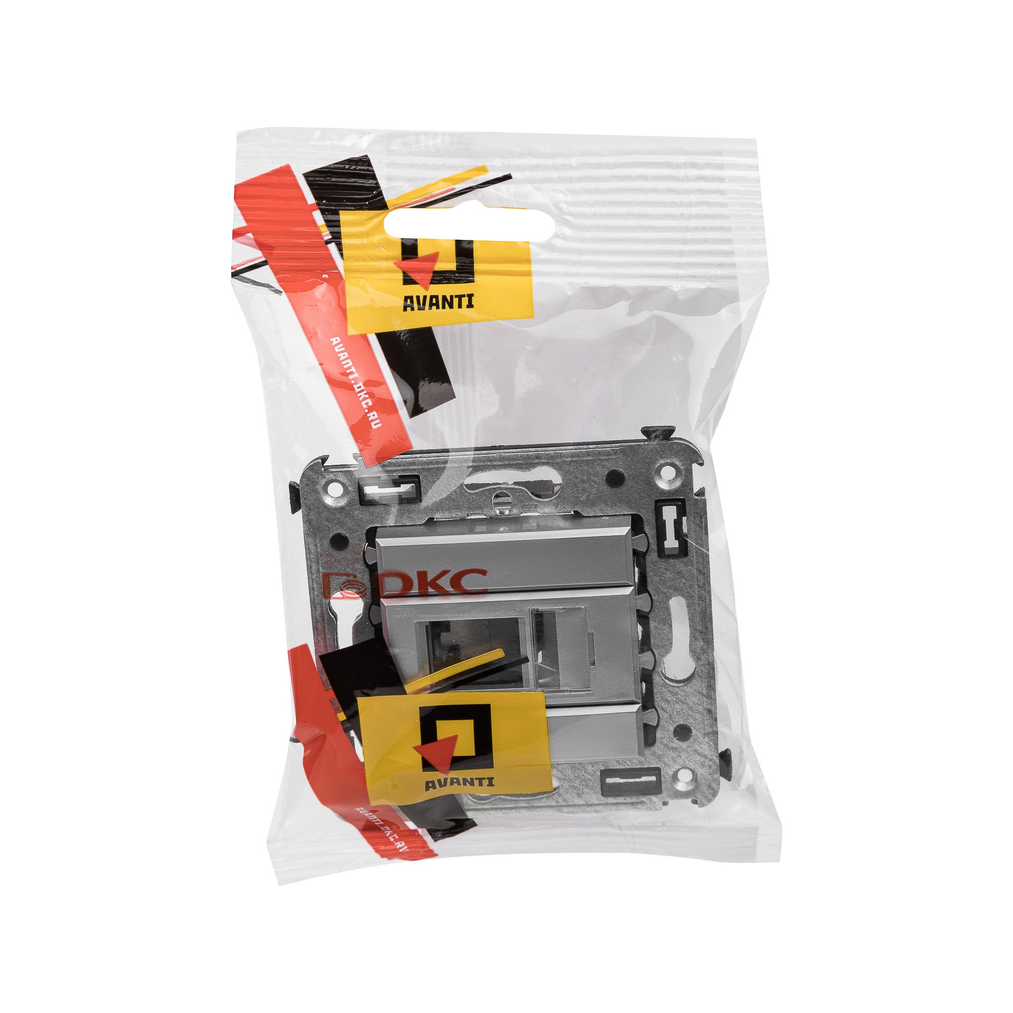 Компьютерная розетка RJ-45 в стену, кат.5e одинарная, Avanti, закаленная сталь