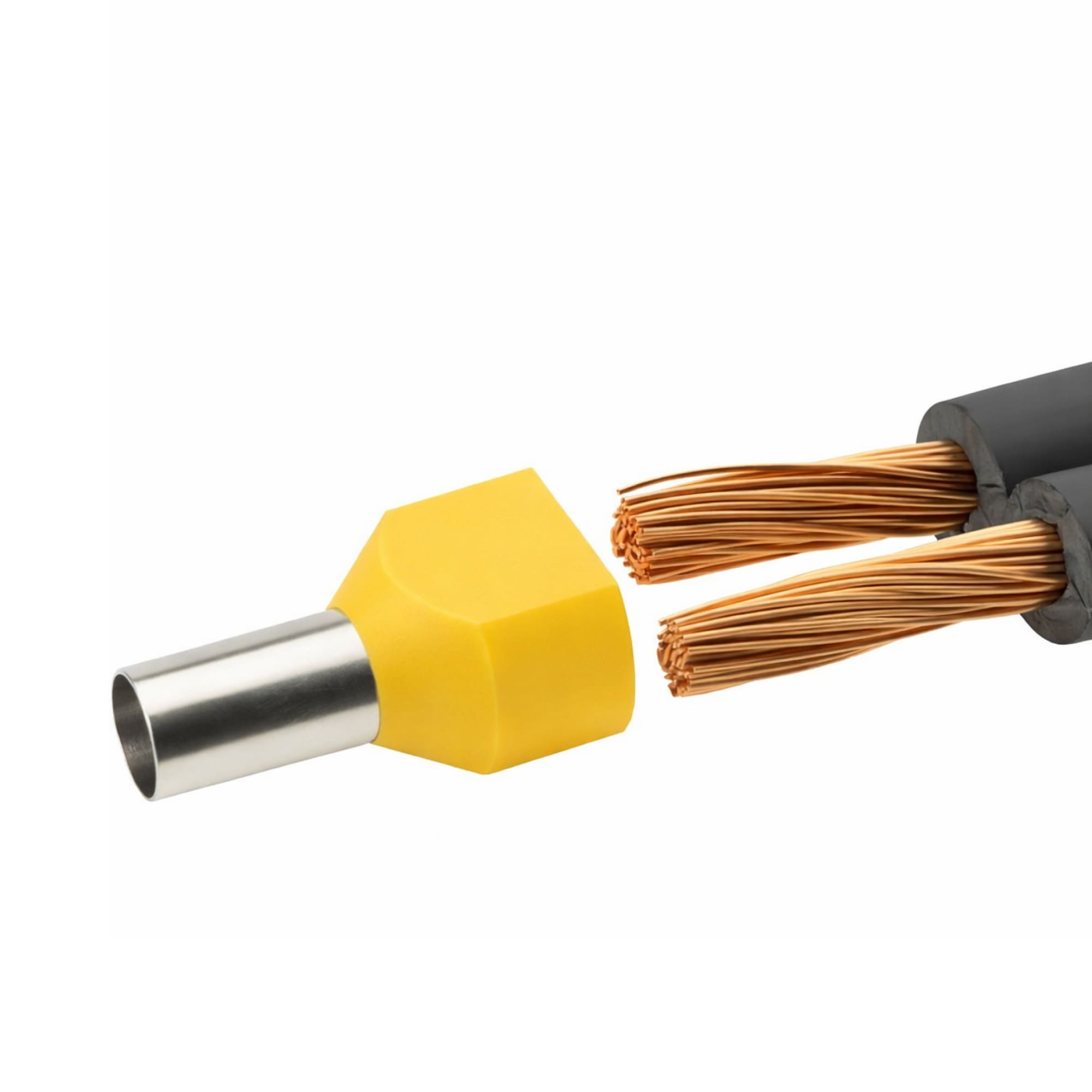 Наконечник-гильза двойная с изолир.фланцем для жилы сечением 6 кв.мм, длина контактной части 14мм, желтый (НШВИ2 6-14)