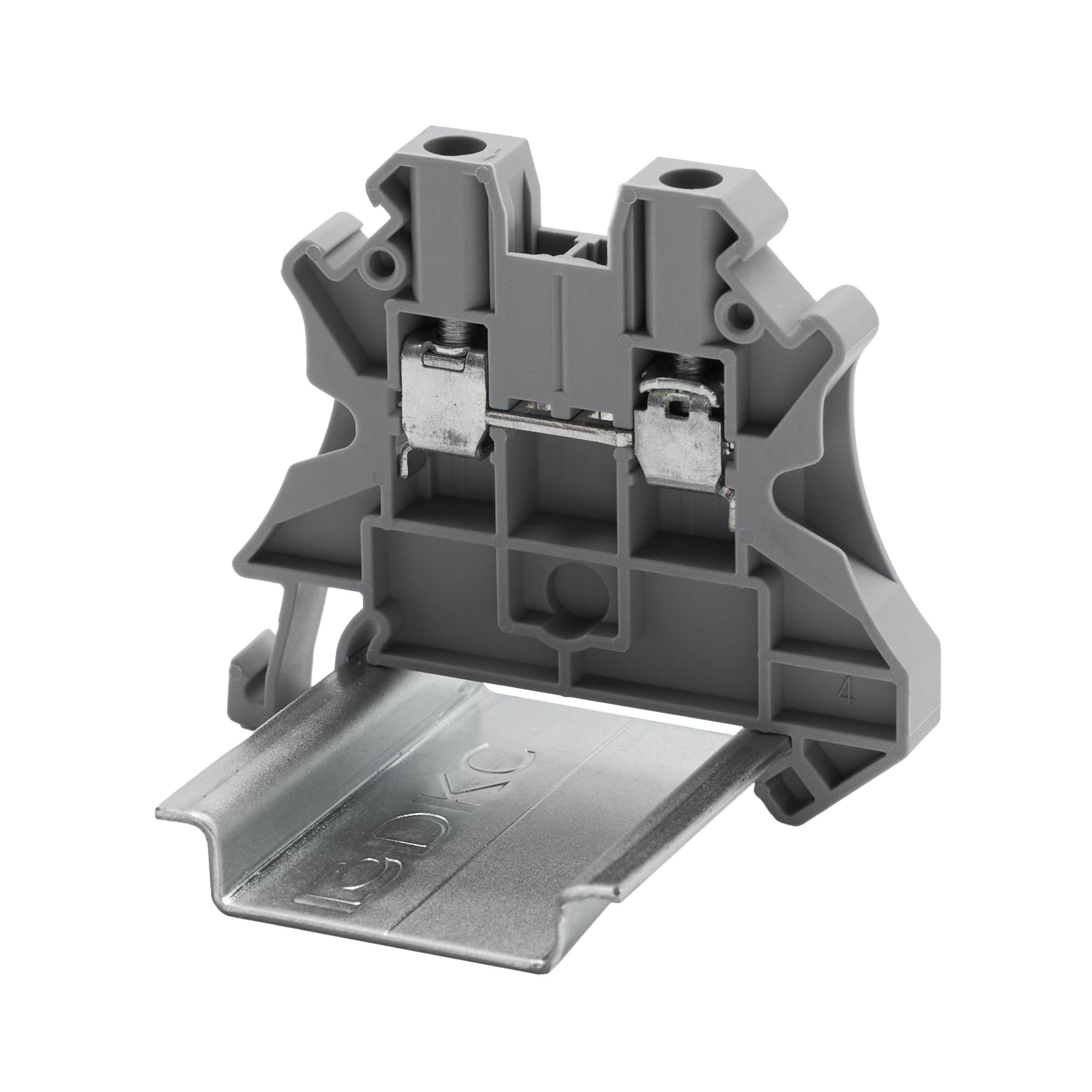 Клемма проходная, винтовой зажим, 2 точки подключения, 2.5 кв.мм, серая