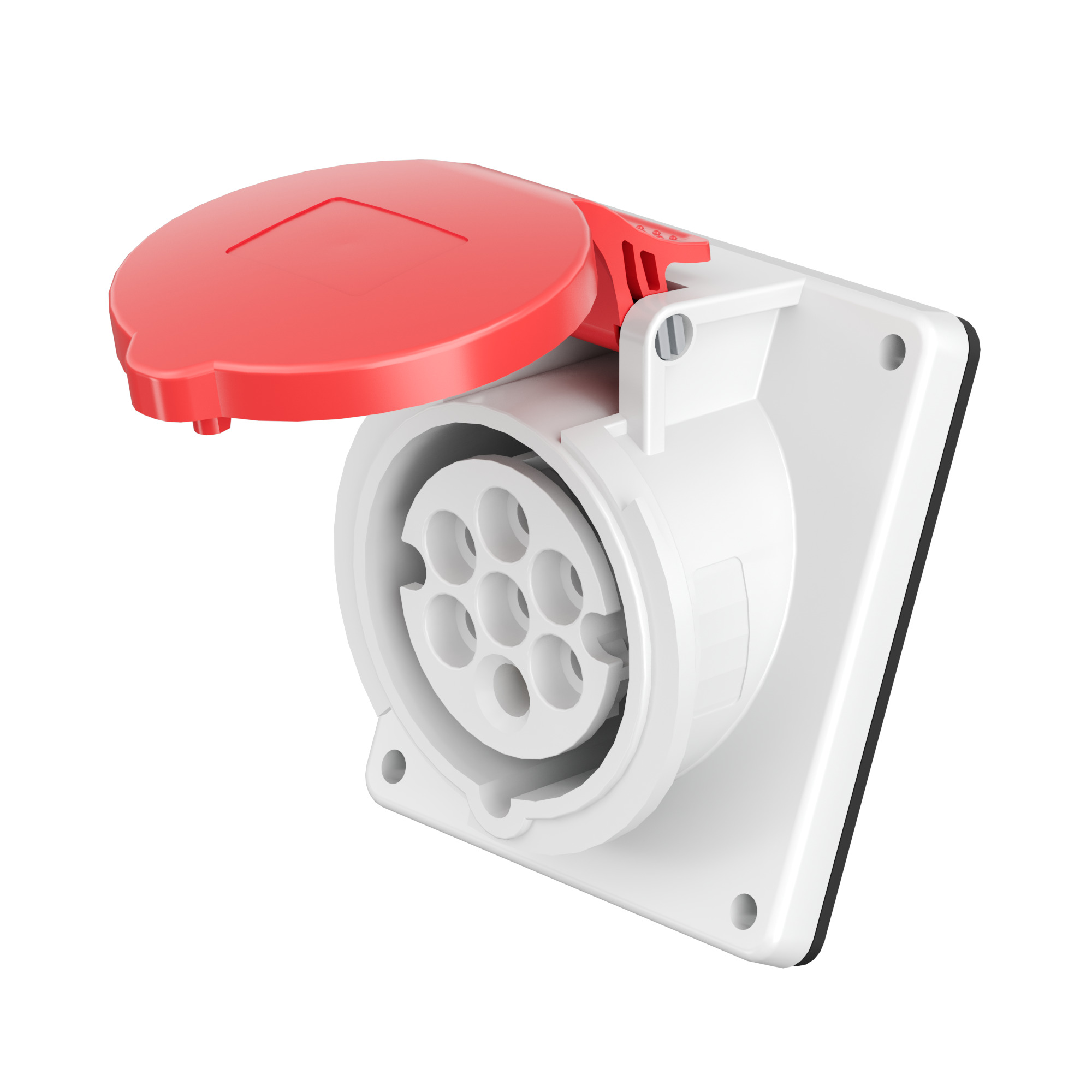 400 В, 6P+E Розетка панельная с наклоном PAS IP44 16A 6P+E 400В DKC|ДКС