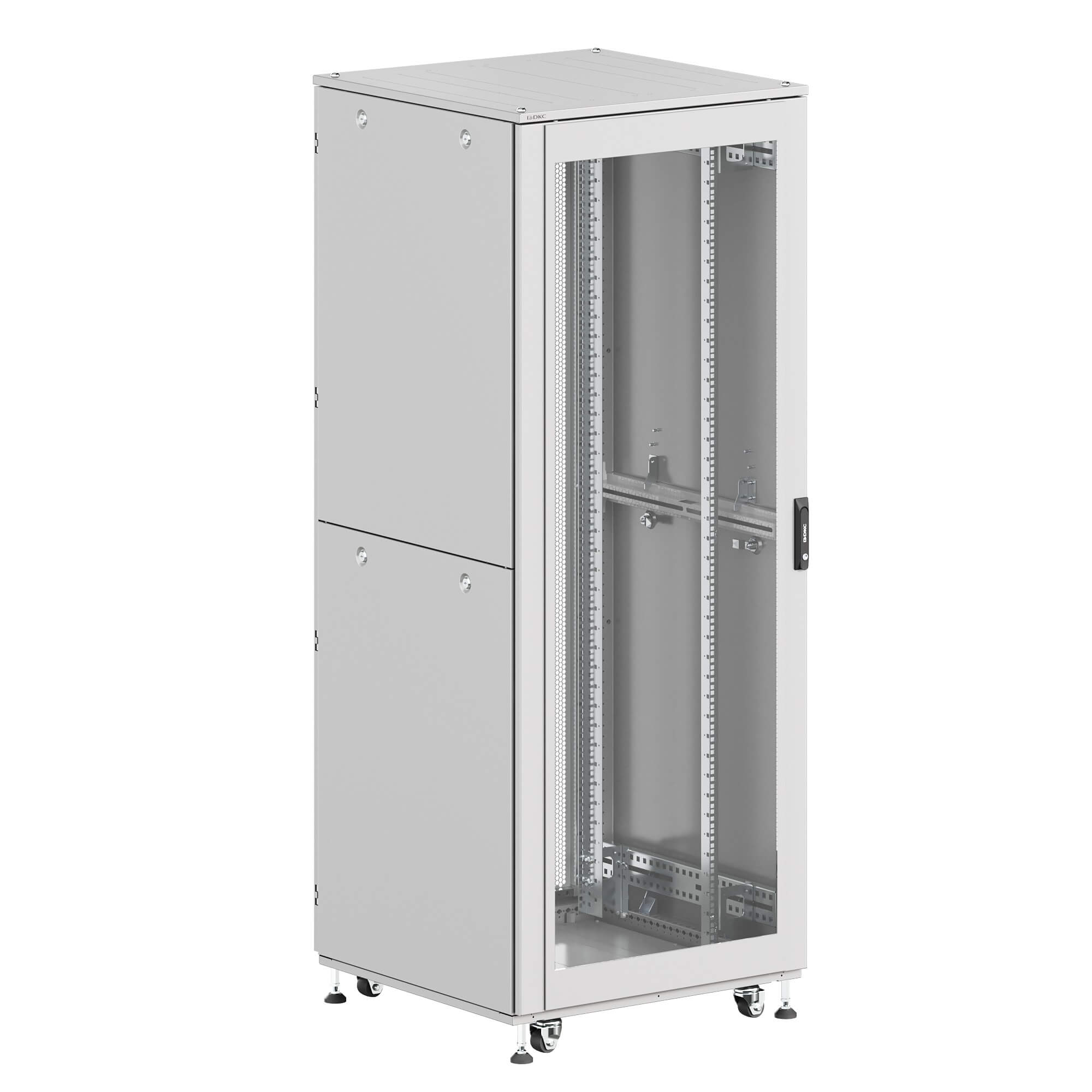ИТ шкаф напольный 19'' 42U 800x800мм, крыша с вырубкой, дверь перф. и двойная перф., двойные боковые панели, серый RAL7035