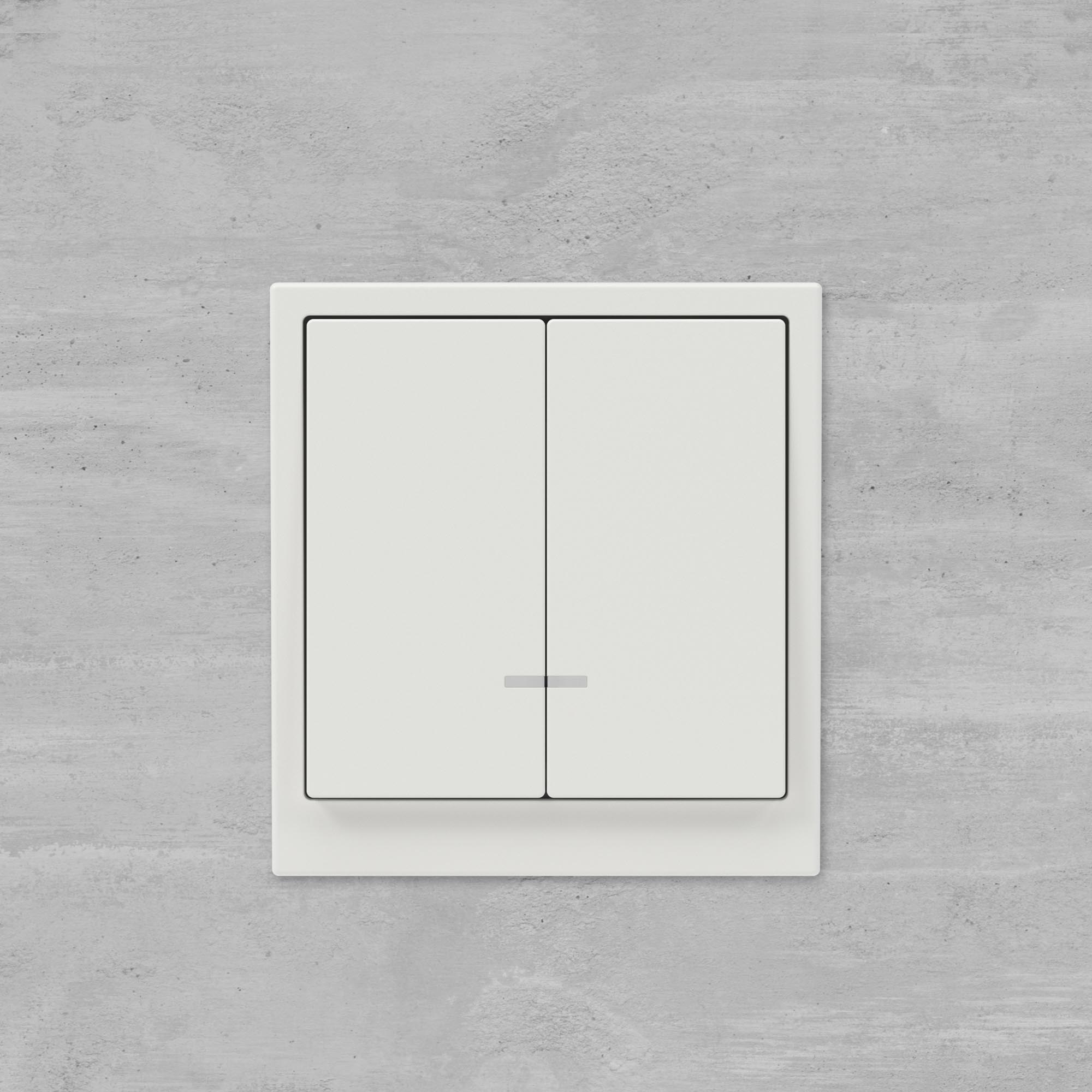 Выключатель двухклавишный с подсветкой, KANT, белый песок