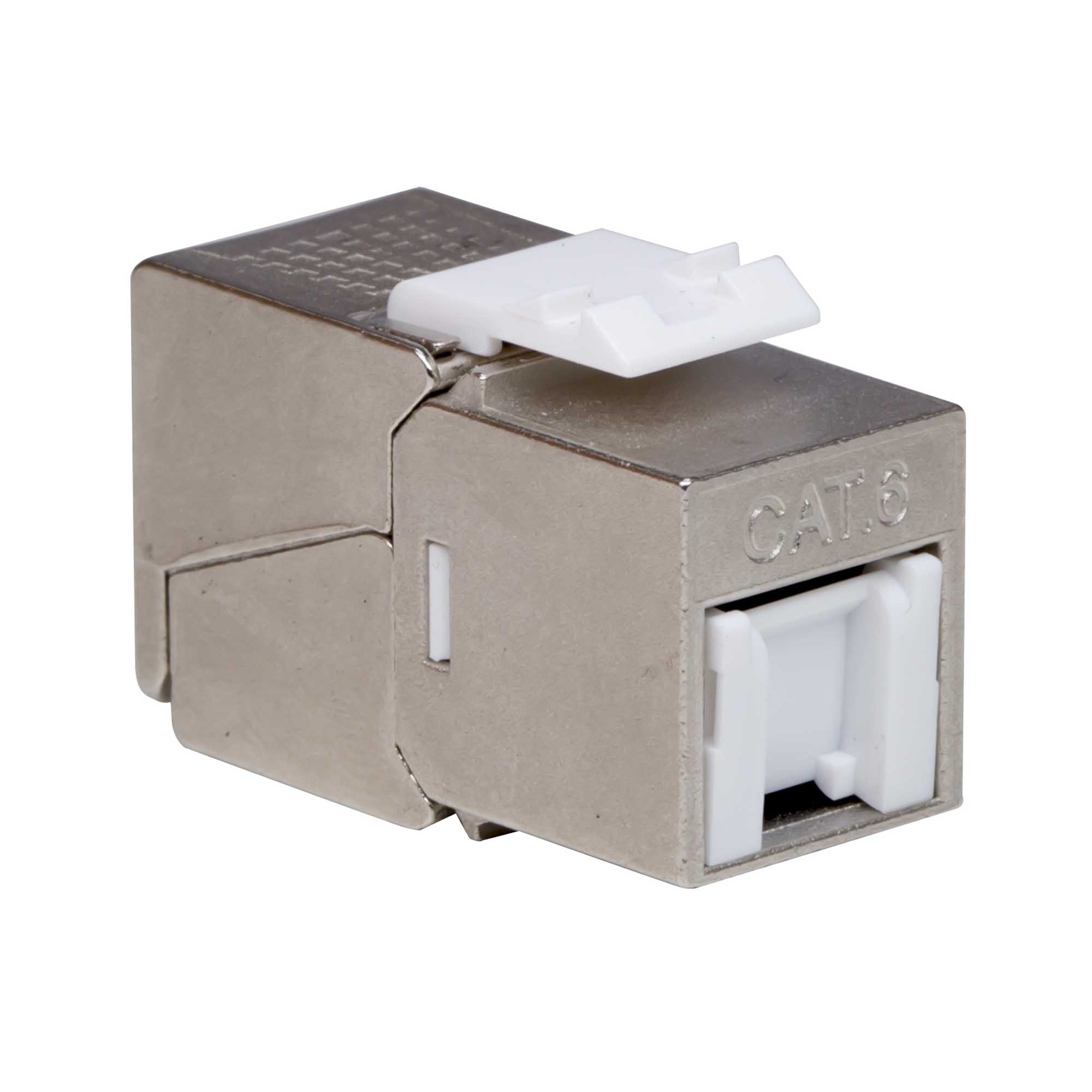 Модуль Кейстоун (Keystone) RJ45 CAT 6 с пылезащитной шторкой, экранированный (STP),180 градусов, Toolless, серебристый