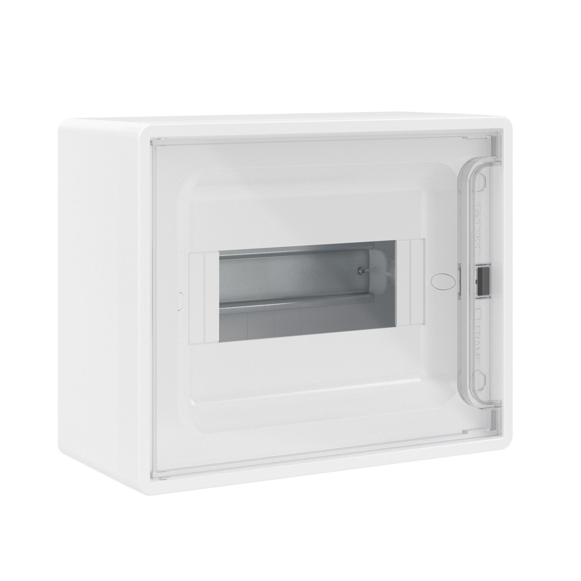 Щиток 8 мод настенный Фрейм (FRAME), белый с прозрачной дверцей, с 2 шинами PEN  на 6 и 8 отв.