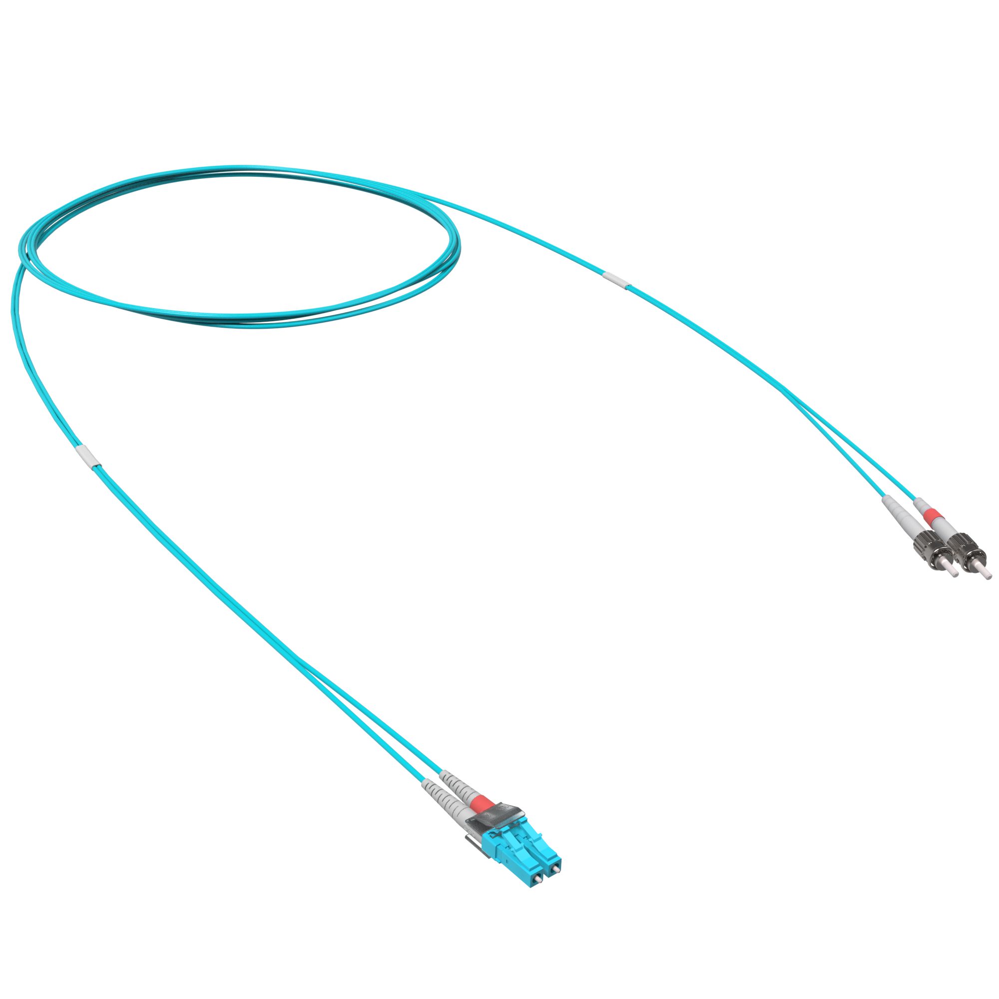 Коммутационные дуплексные шнуры с волокнами ОМ3 Оптический коммутационный шнур переходной двухволоконный (Duplex) LC-UPC/ST-UPC, 50/125 OM3, 5 м DKC|ДКС