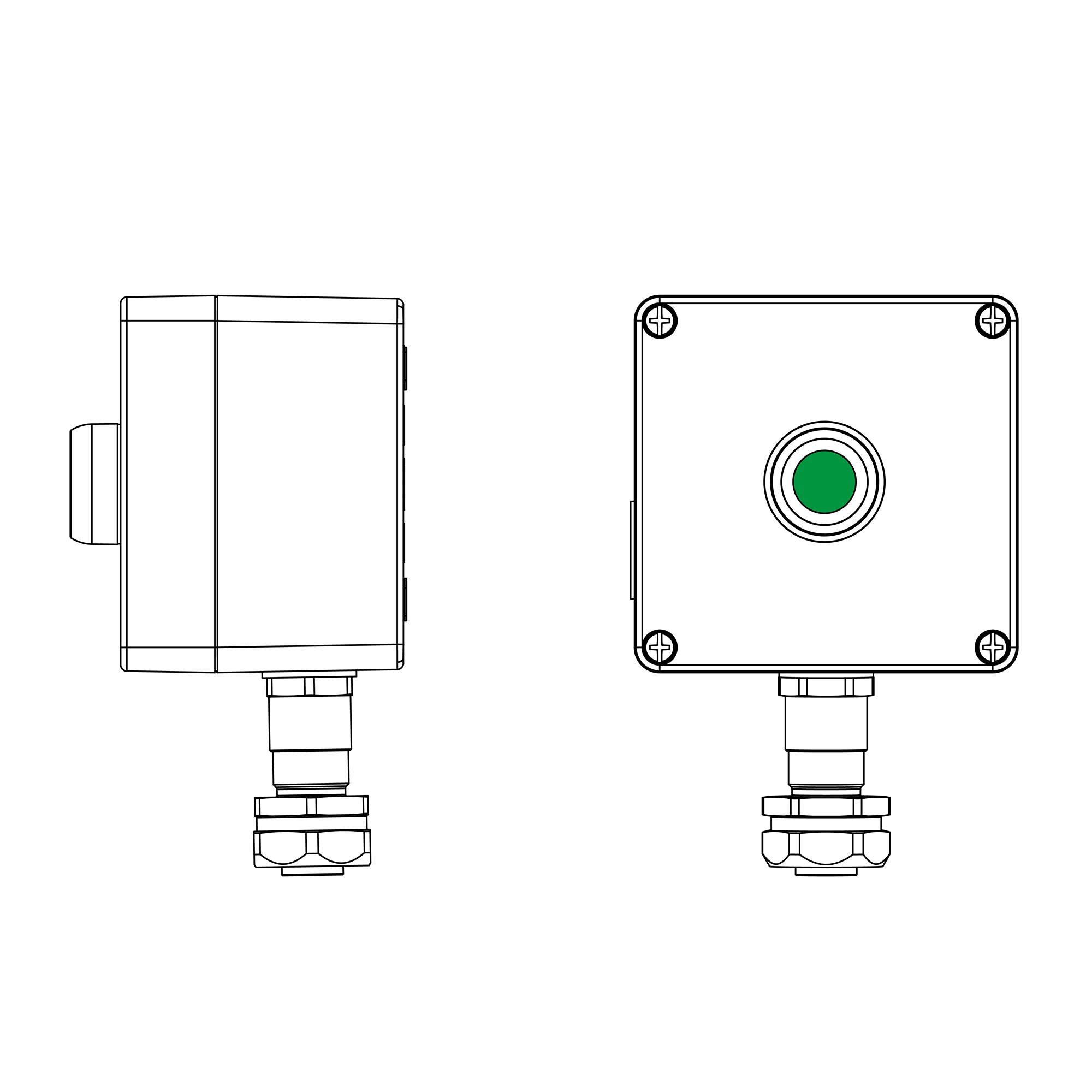 Взрывозащищенные посты Ex e Ex i Взрывозащищенный пост управления из алюминия CPE-A-12-(1xP1G(11))-1xKAEPM2MHK-20(C)1Ex d e IIC Т5 Gb / Ex tb IIIC T95°C Db IP66 DKC|ДКС