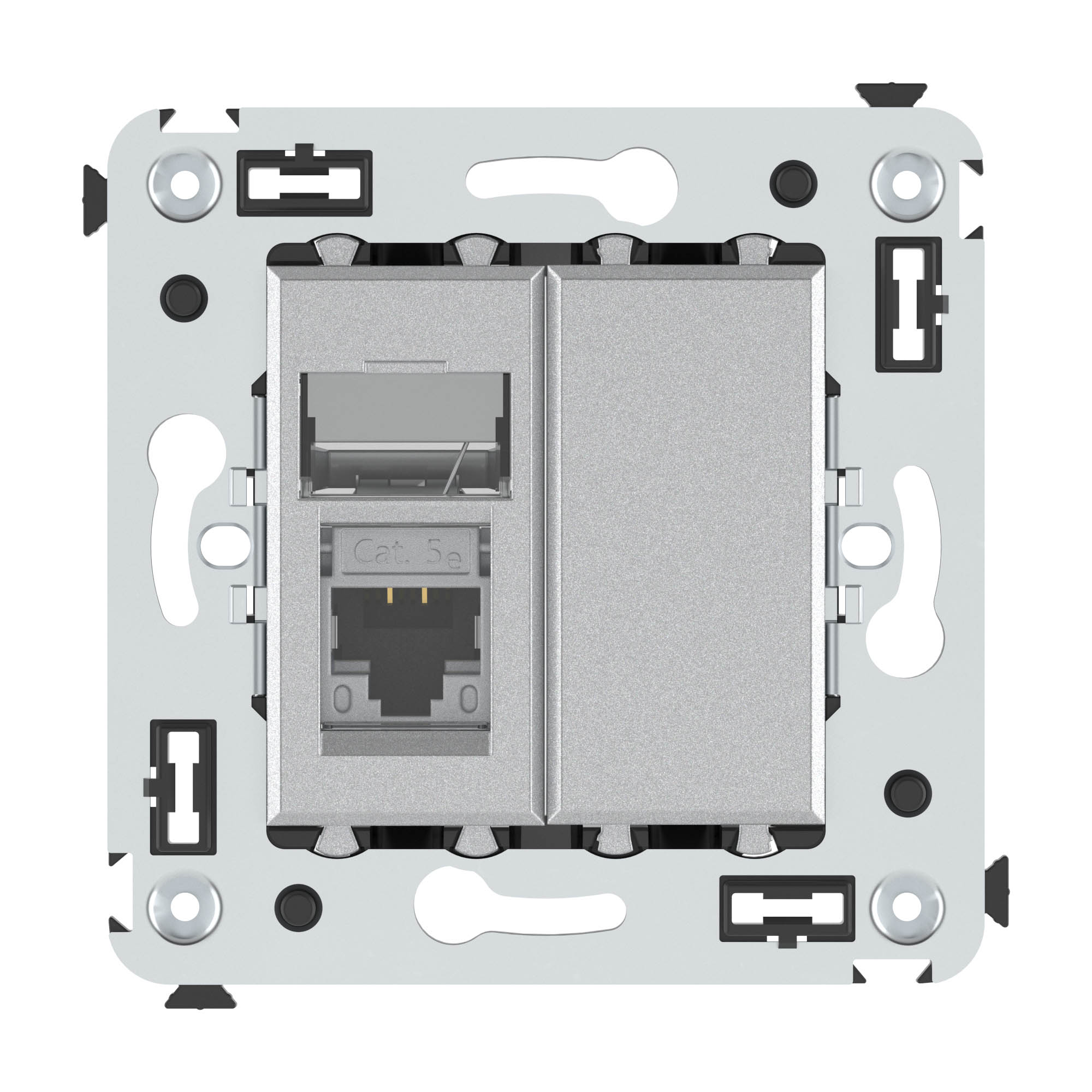 Компьютерная розетка RJ-45 в стену, кат.5e одинарная экранированная, Avanti, закаленная сталь