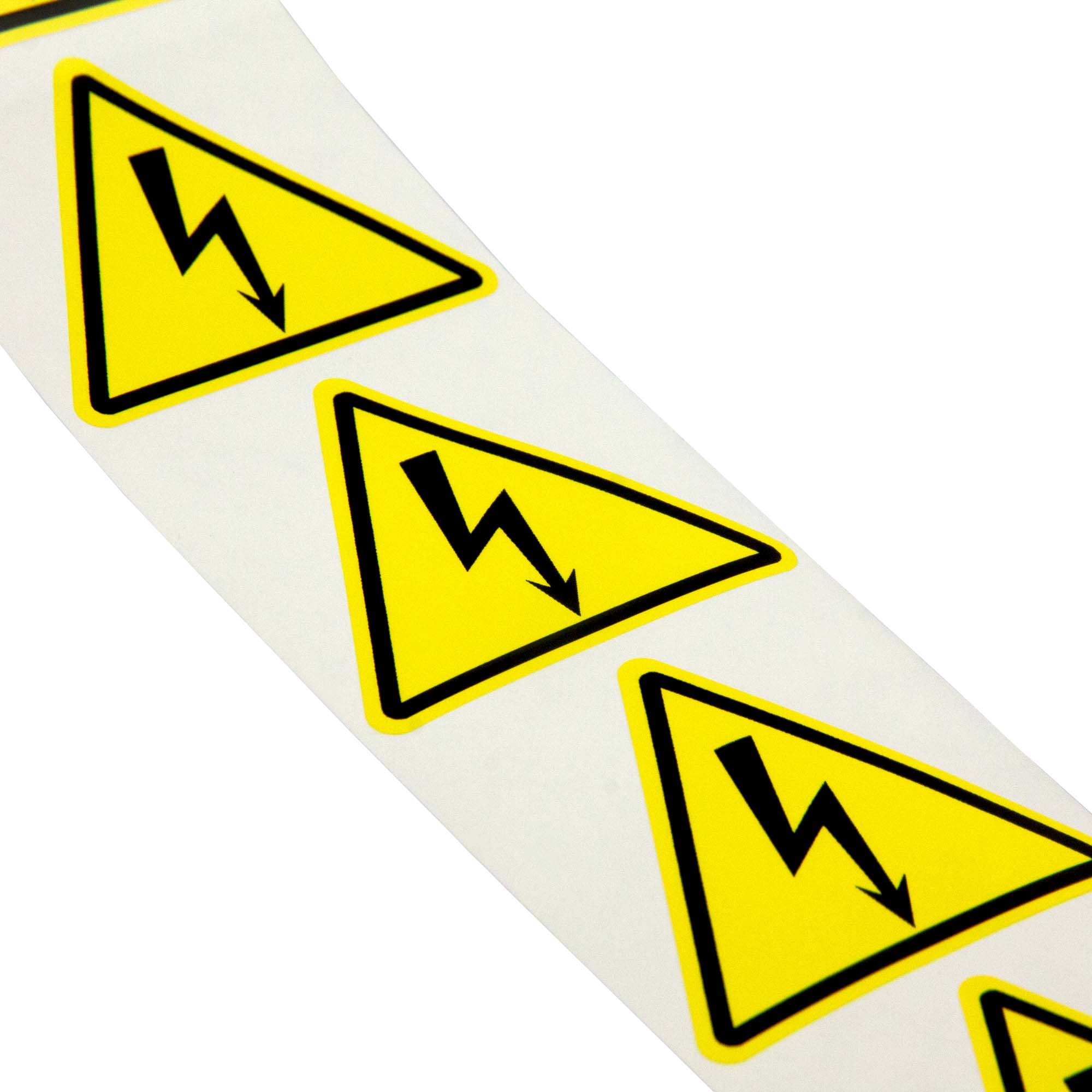 Этикетки Знак "Молния" в рулоне винил желтый, 100мм, треугольник DKC|ДКС