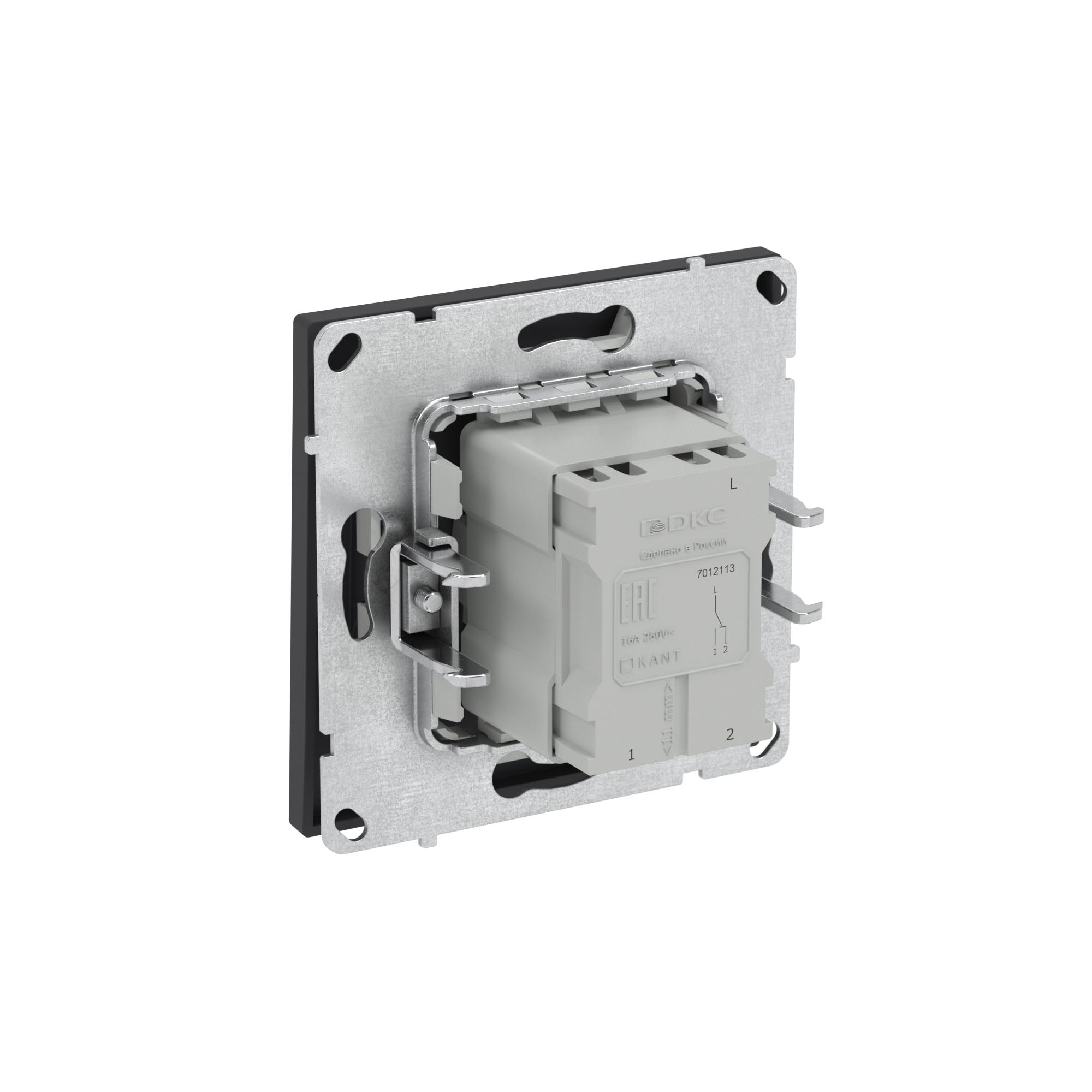 Переключатель одноклавишный, KANT, черный уголь