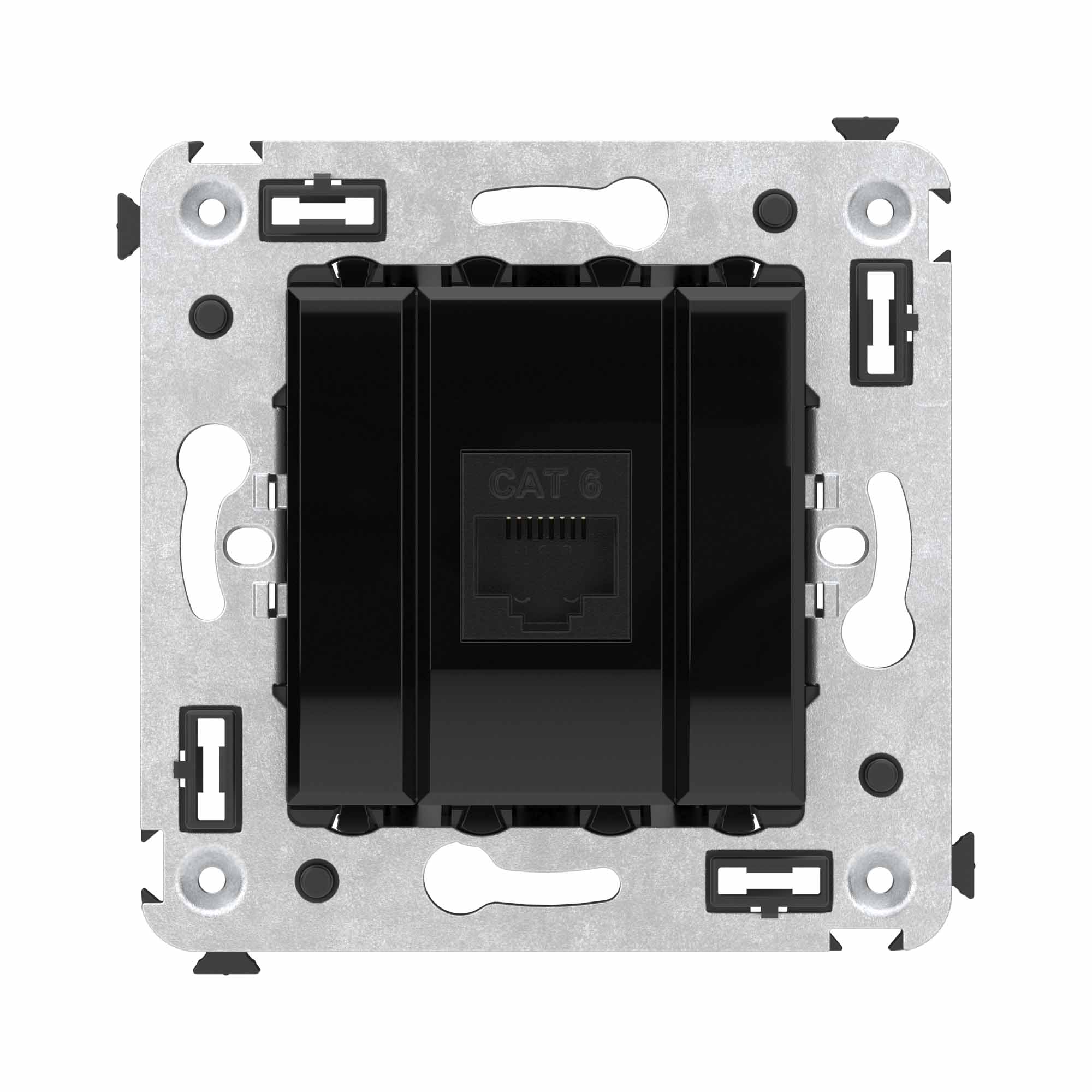 Flush mounting RJ-45 socket without shutter Avanti category 6 UTP, black square