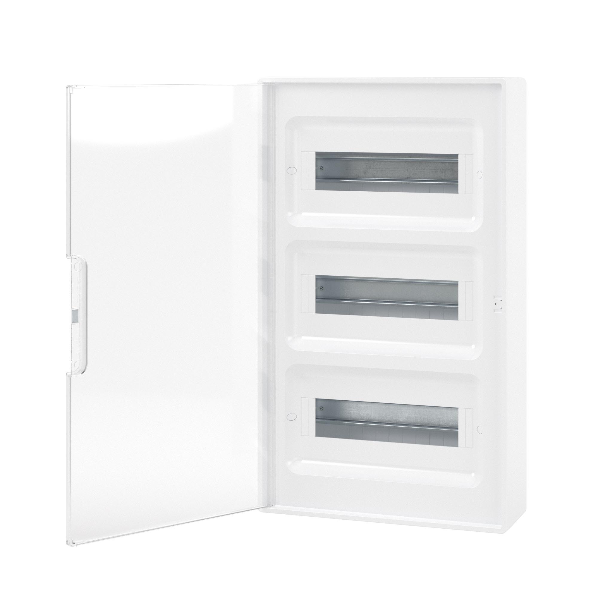 Щиток 36 мод настенный Фрейм (FRAME), белый с прозрачной дверцей, с 4 шинами PEN  (2шт на 8 отв. и 2шт на 10 отв.)