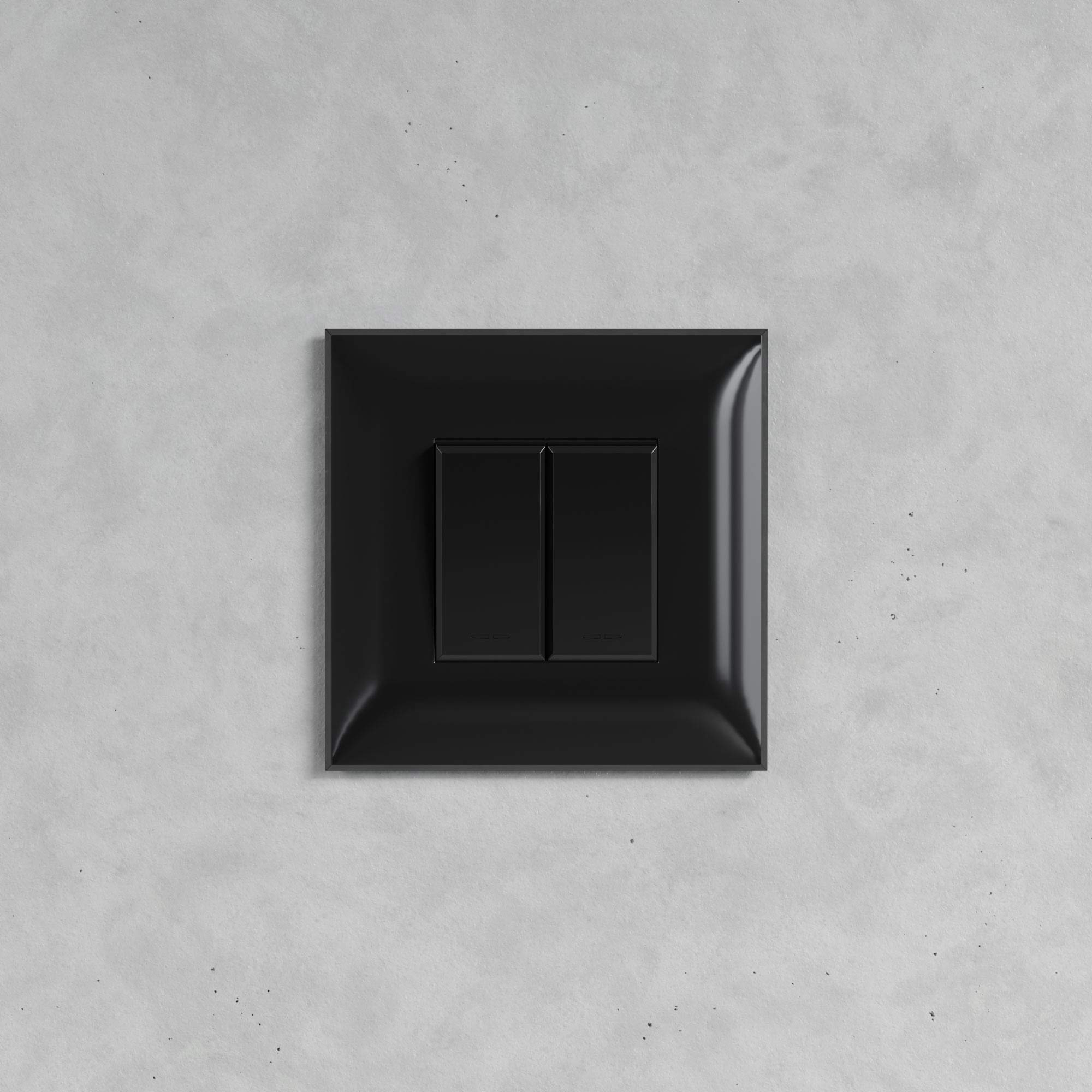 Выключатель двухклавишный в стену, Avanti, черный квадрат