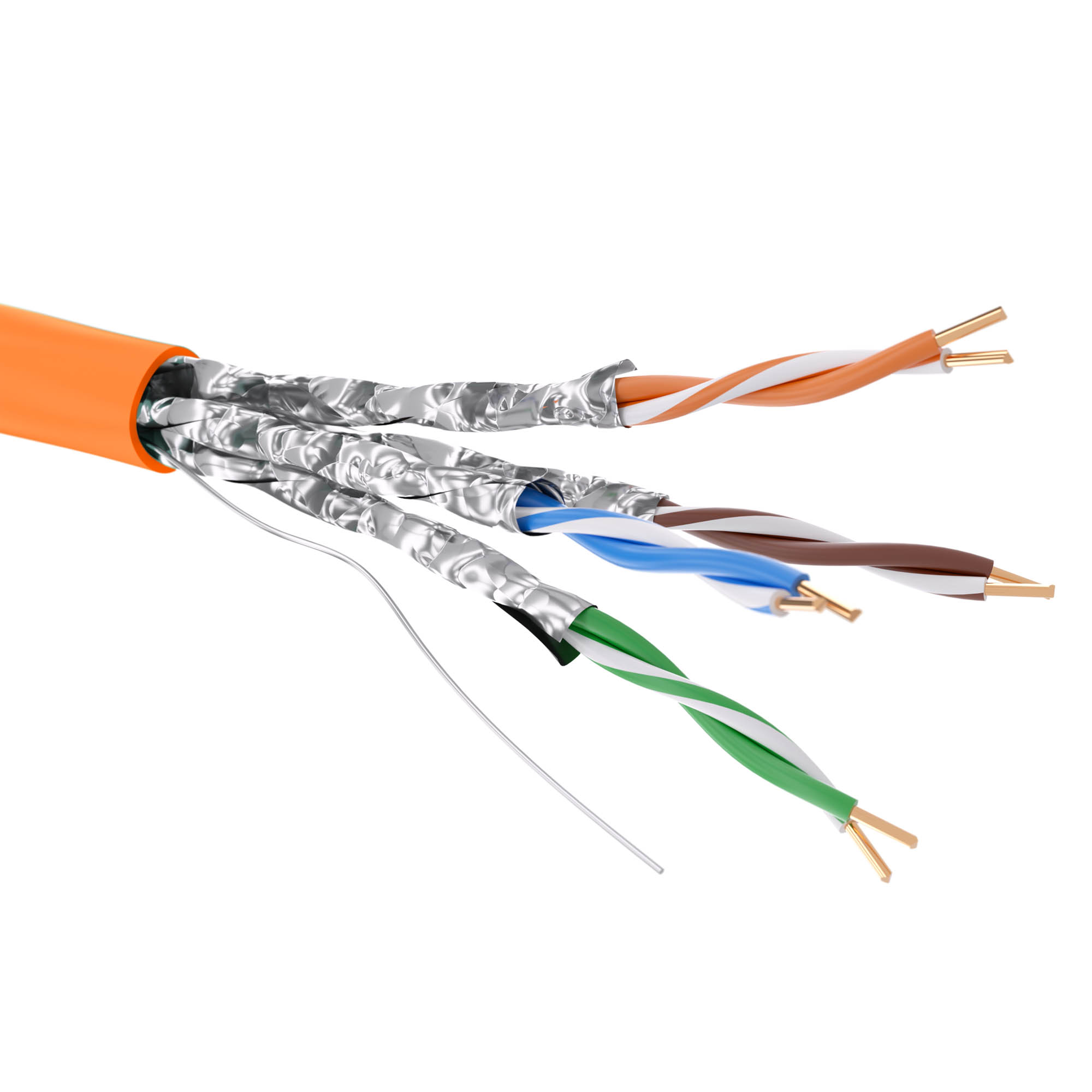 Кабели витая пара кат. 6А Кабель витая пара кат. 6А экранированный U/FTP, 4 пары, нг(А)-HF, цвет внешней оболочки оранжевый, бухта 500 м DKC|ДКС