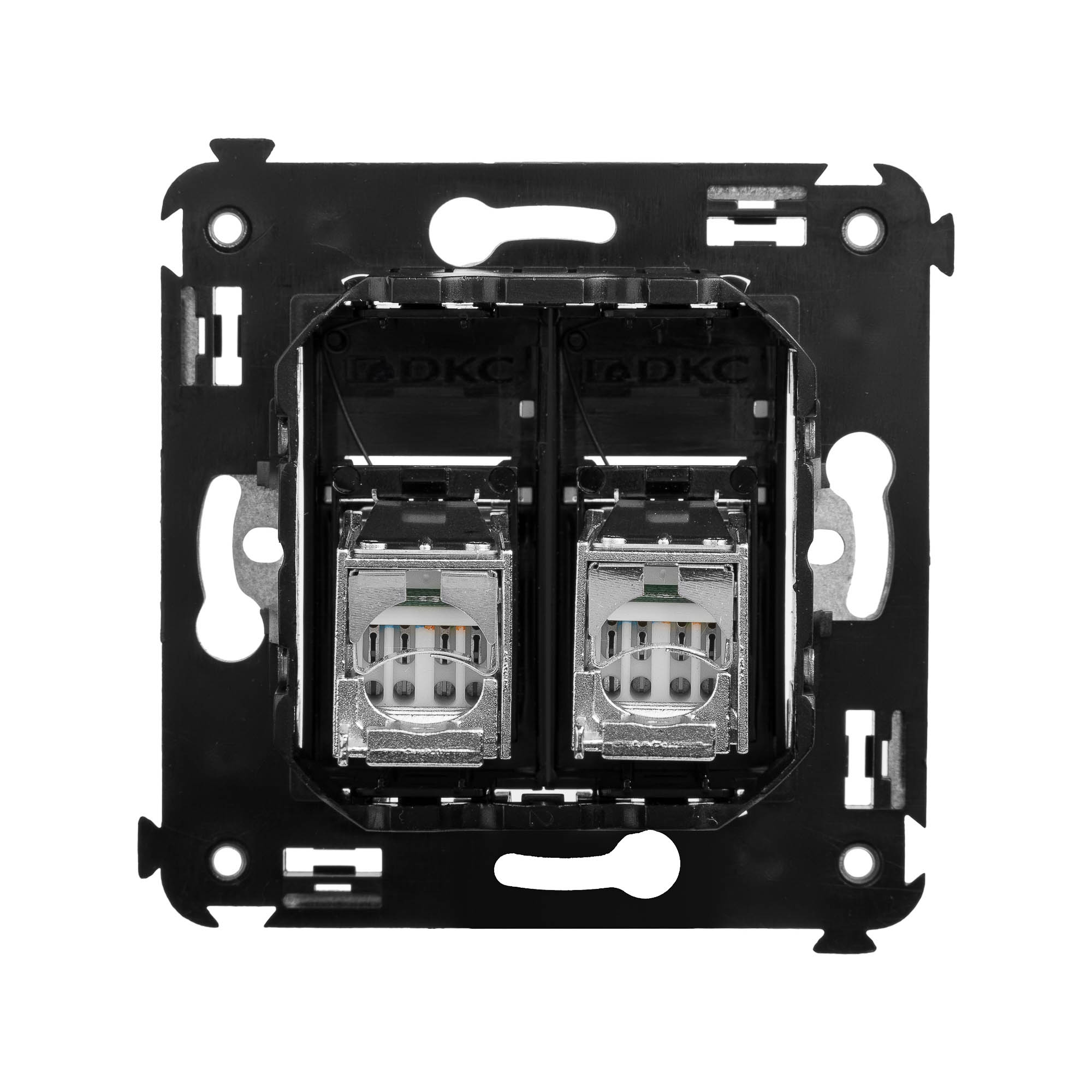 Компьютерная розетка RJ-45 в стену, кат.5e двойная экранированная, Avanti, черный квадрат