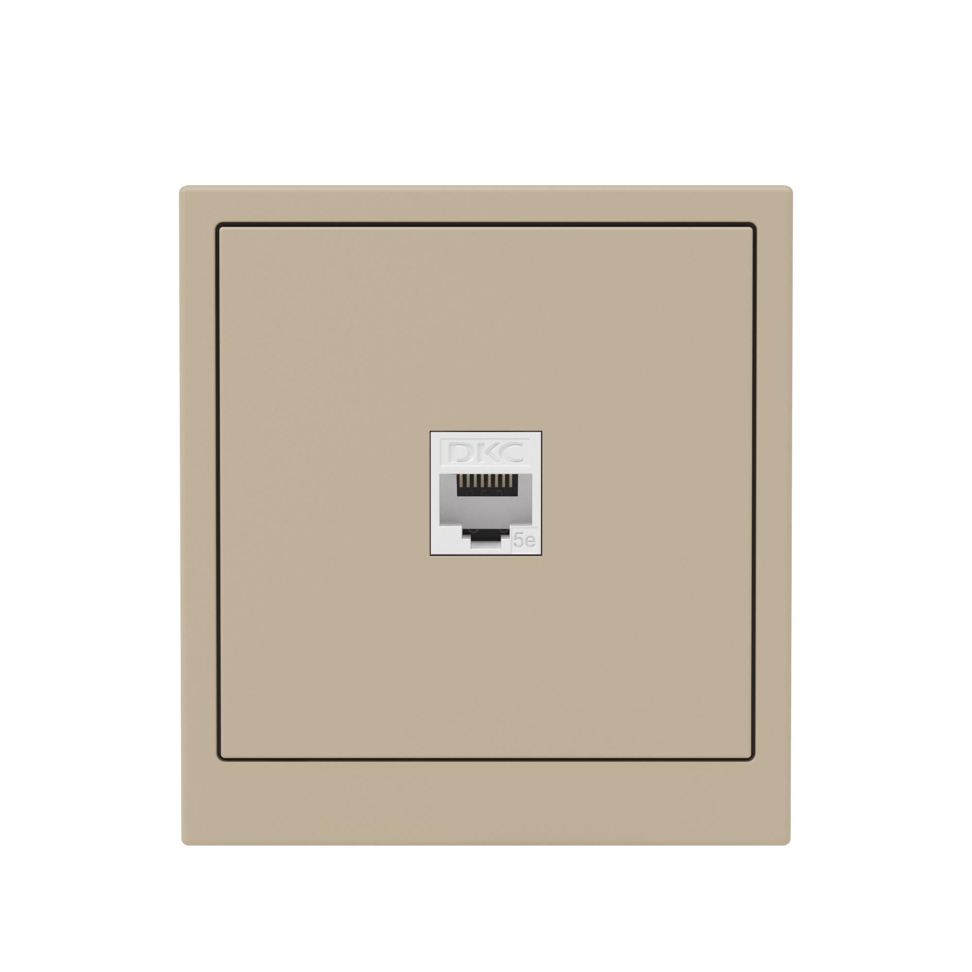 Компьютерная розетка RJ-45 без шторки, кат.5е одинарная, KANT, ванильный марципан