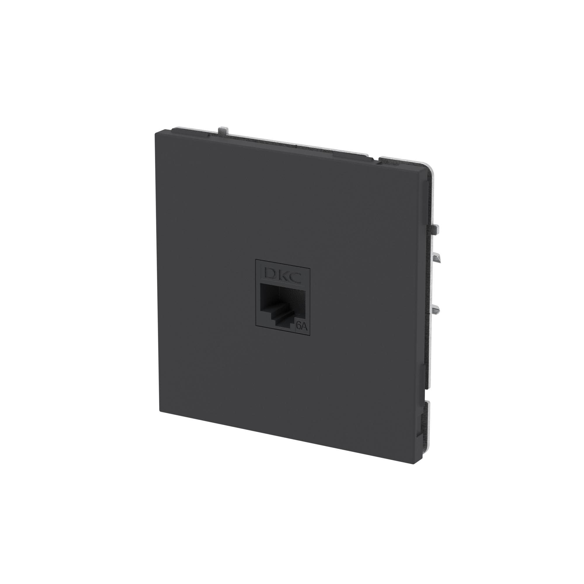 Компьютерная розетка RJ-45 без шторки, кат.6А одинарная,KANT, черный уголь