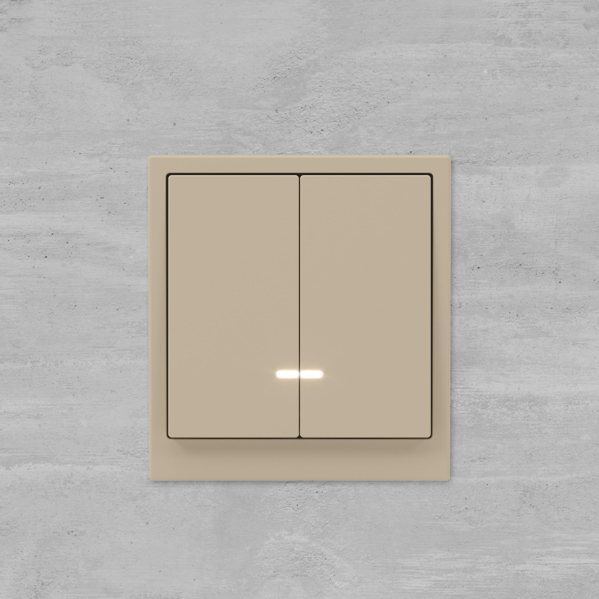 Переключатель двухклавишный с подсветкой, KANT, ванильный марципан