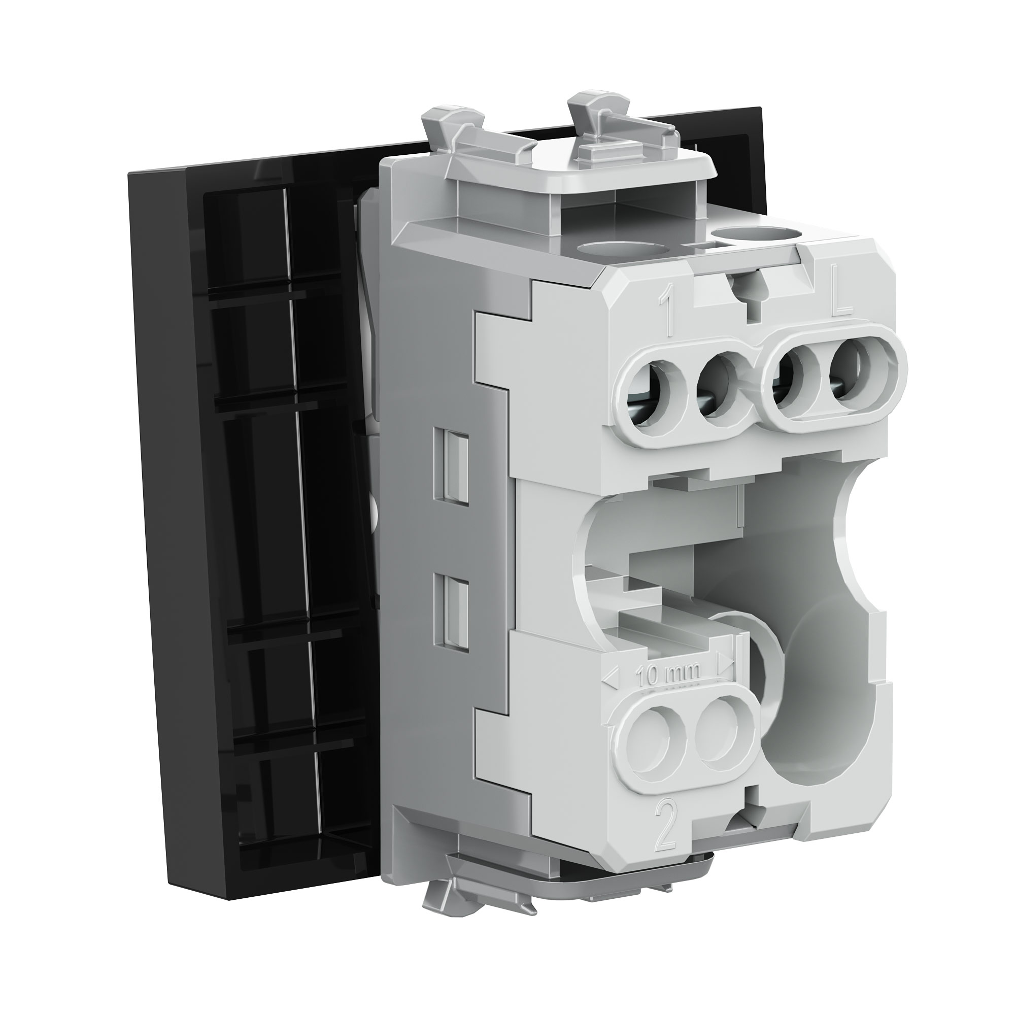 Выключатель одноклавишный модульный, Avanti, черный квадрат, 2 модуля