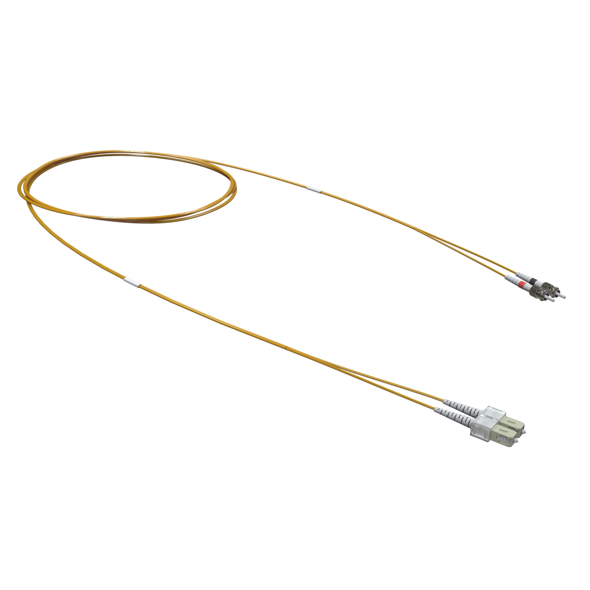 Коммутационные дуплексные шнуры с волокнами ОМ2 Оптический коммутационный шнур переходной двухволоконный (Duplex) SC-UPC/ST-UPC, 50/125 OM2, 3 м DKC|ДКС