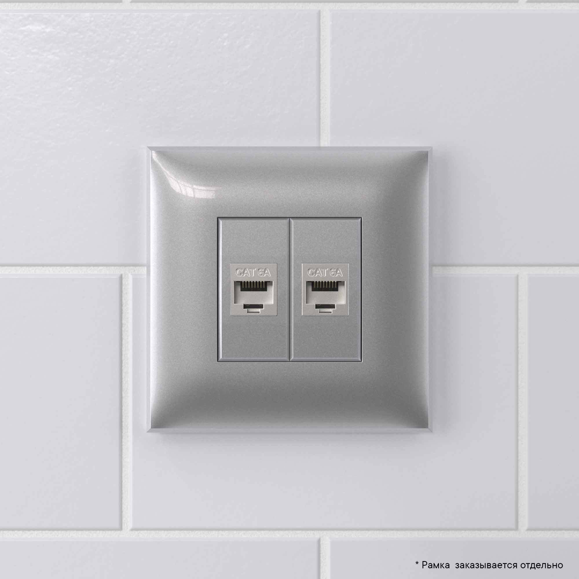 Компьютерная розетка RJ-45 без шторки в стену, кат.6А двойная ...