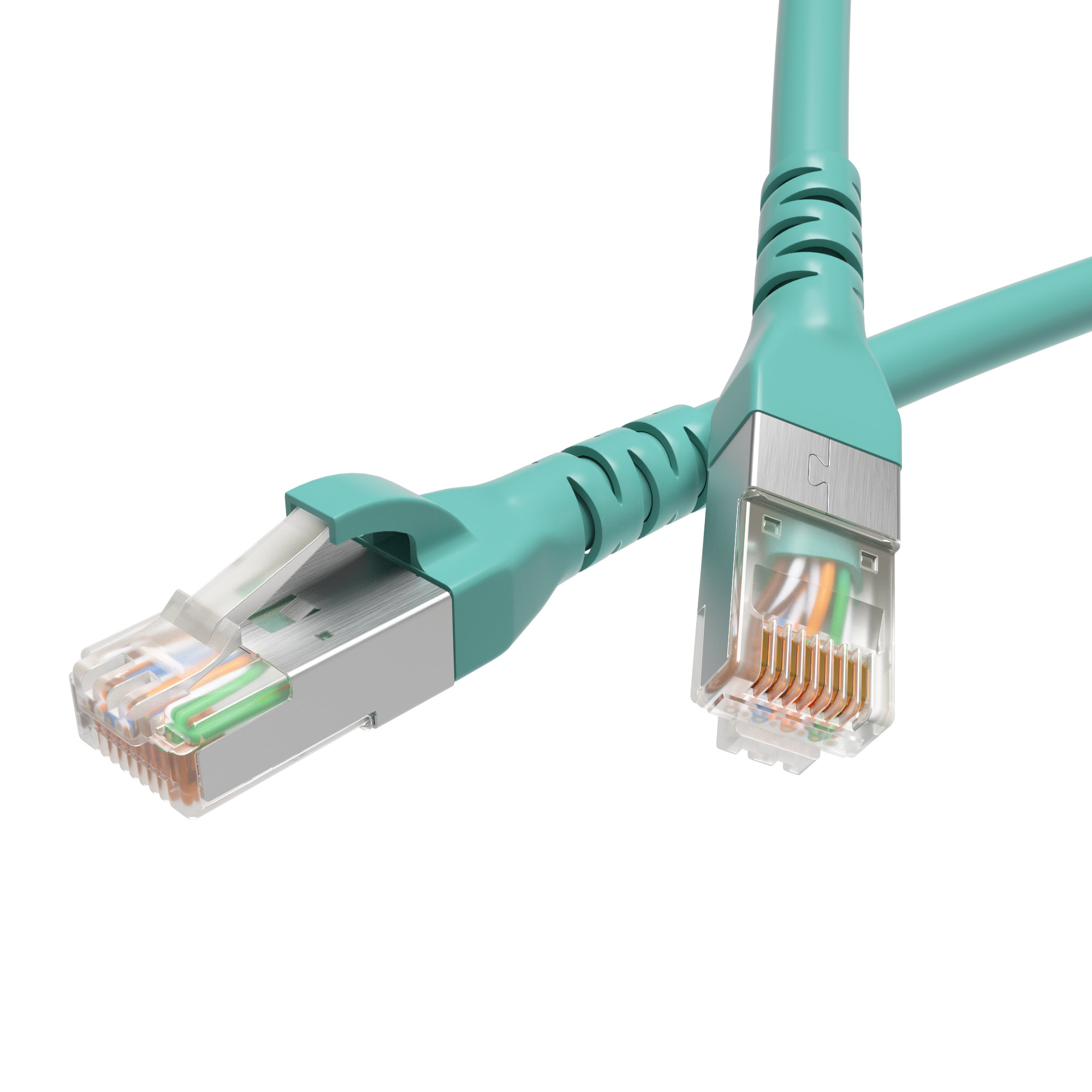 Коммутационные шнуры кат. 6А Патч-корд экранированный CAT6A S/FTP 4х2, LSZH, бирюзовый, 10.0 м DKC|ДКС