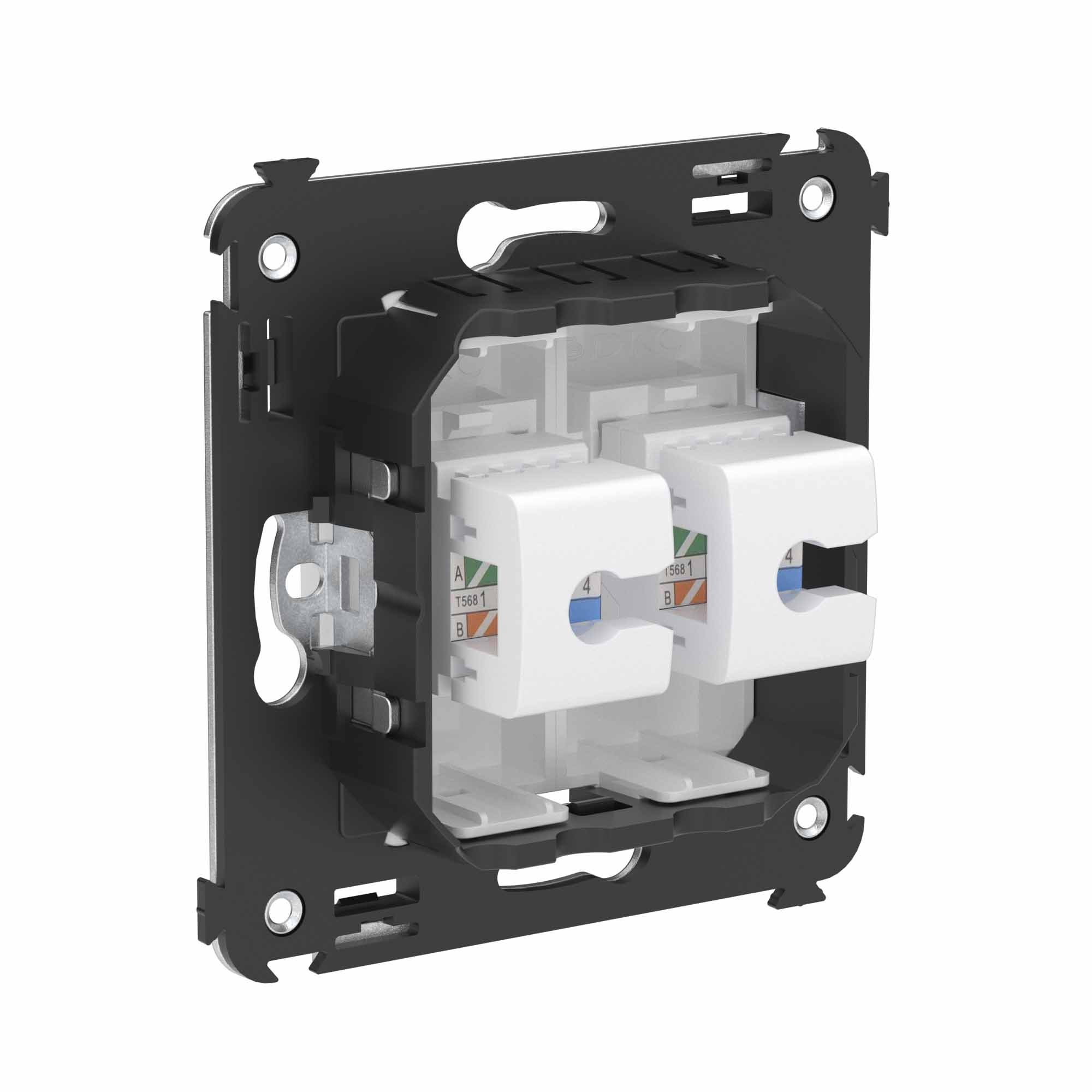 Телефонная розетка RJ-12 без шторки в стену двойная, Avanti, белое облако