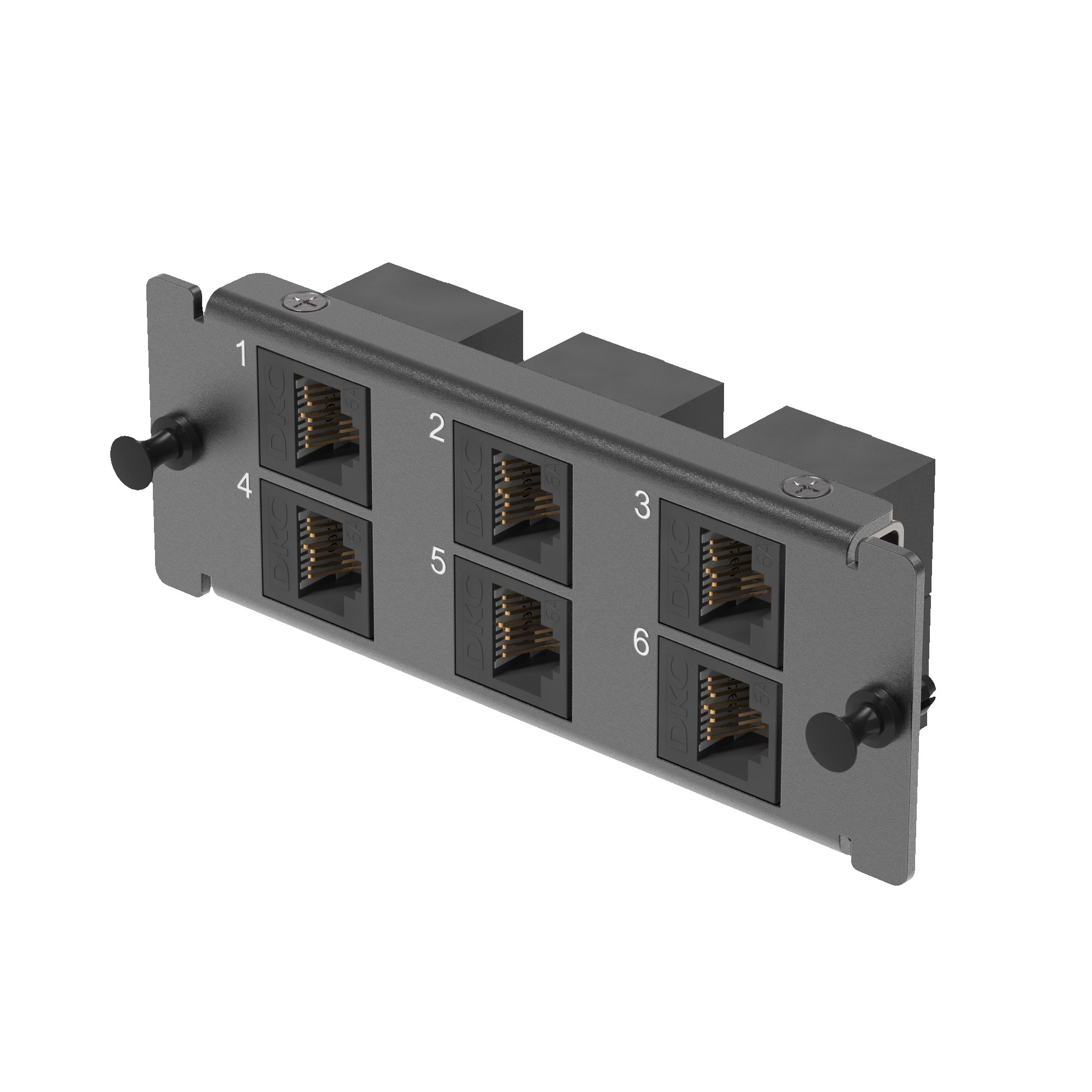 Адаптерная планка 6xRJ45 типа Кейстоун (Keystone), неэкранированная, 1HU, черная