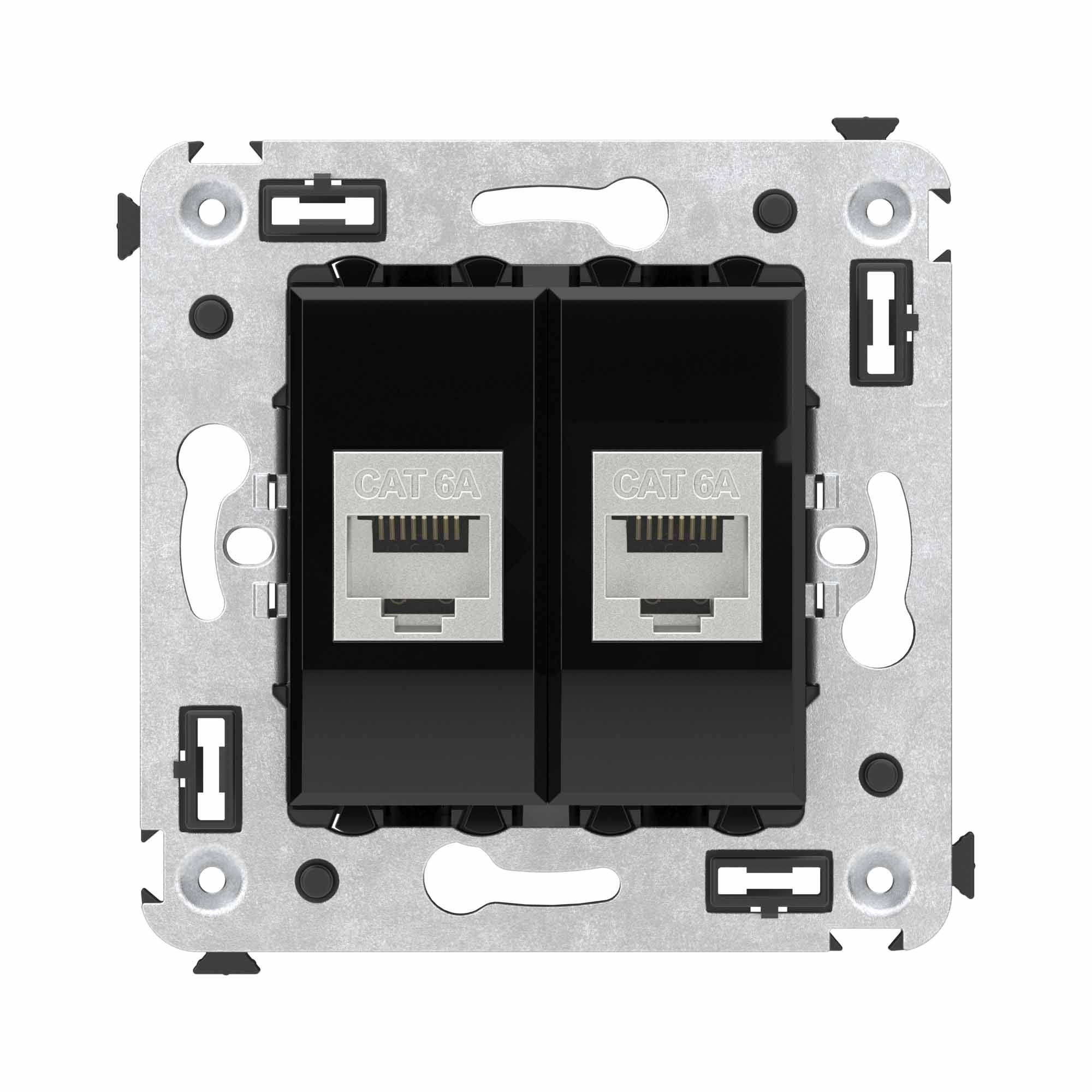 Компьютерная розетка RJ-45 без шторки в стену, кат.6А двойная экранированная, "Avanti", "Черный квадрат" Компьютерные и телефонные розетки Компьютерная розетка RJ-45 без шторки в стену, кат.6А двойная экранированная, "Avanti", "Черный квадрат" DKC|ДКС